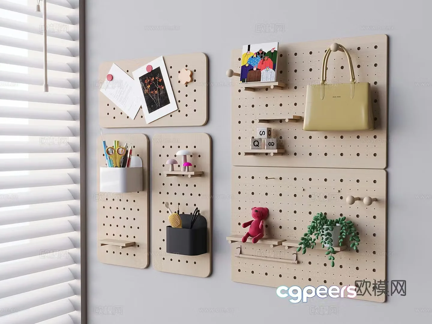 Hole board Photo wall Wall decorative board Shelf 3D model