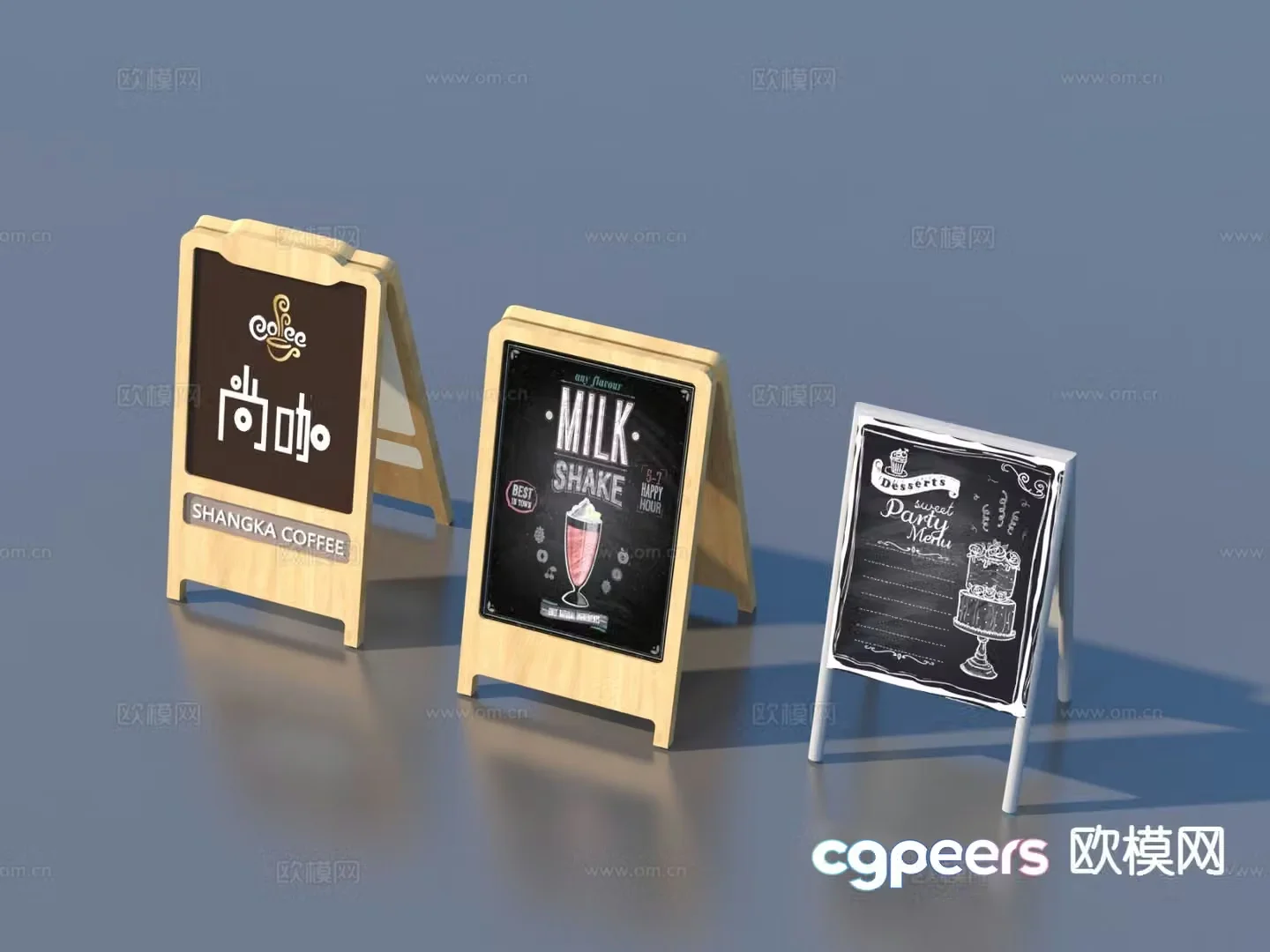 Billboard shop sign graffiti wall chalk drawing small blackboard 3d model