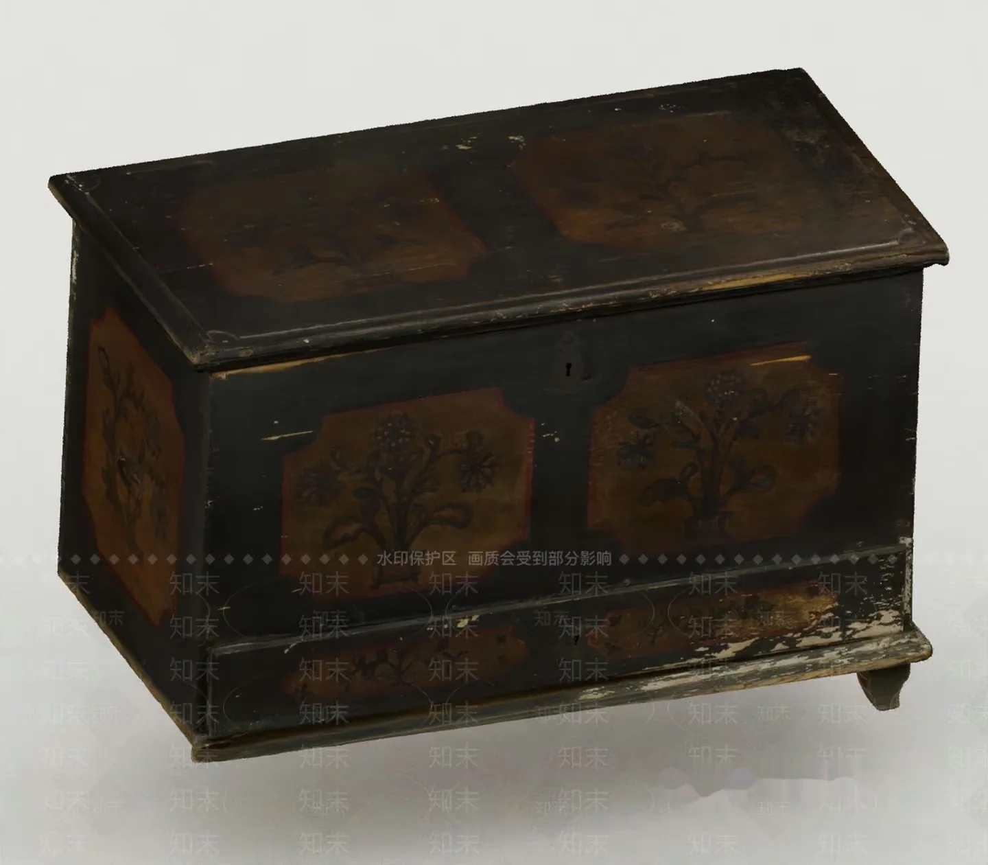 A Wooden Box With A Floral Design 3D Model – 14267 – VRAY Render
