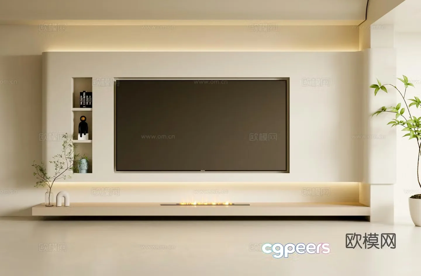 Living room background wall 3d model