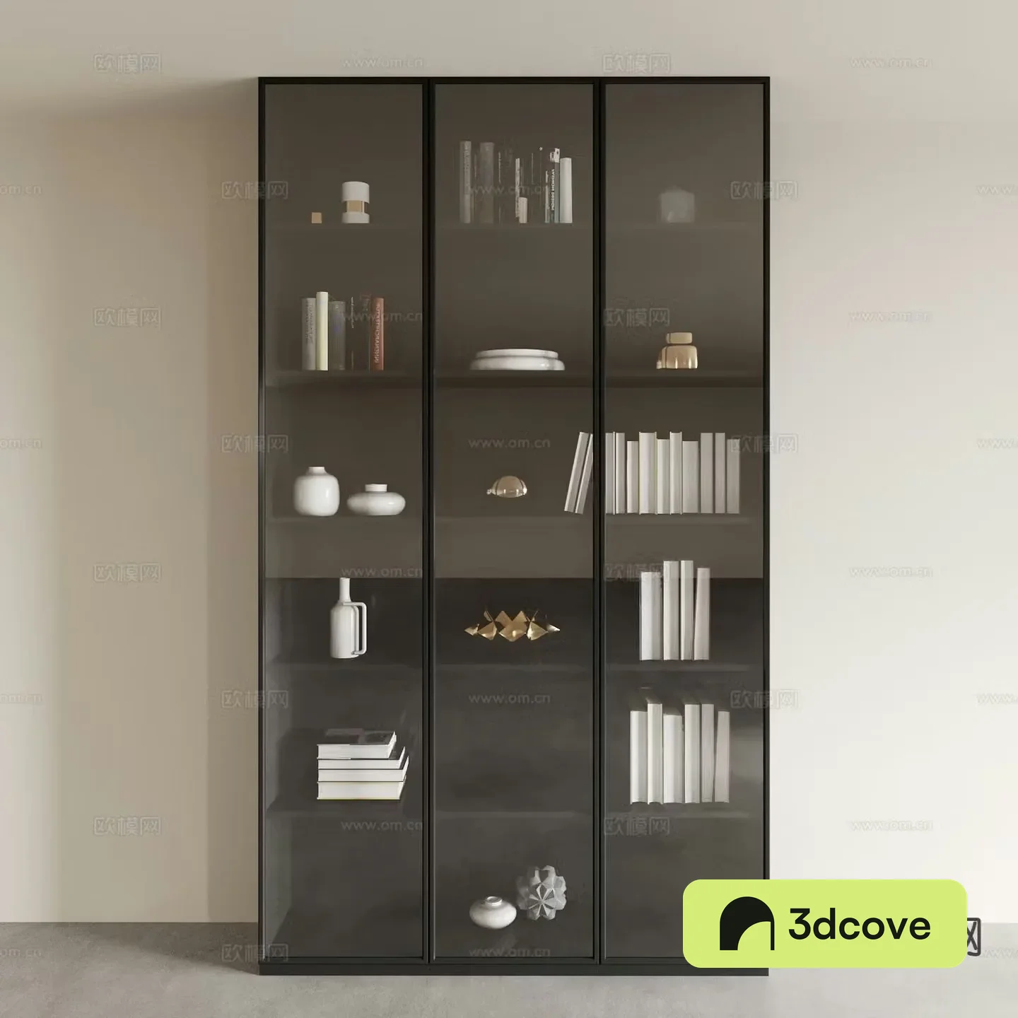 Modern glass cabinet bookcase