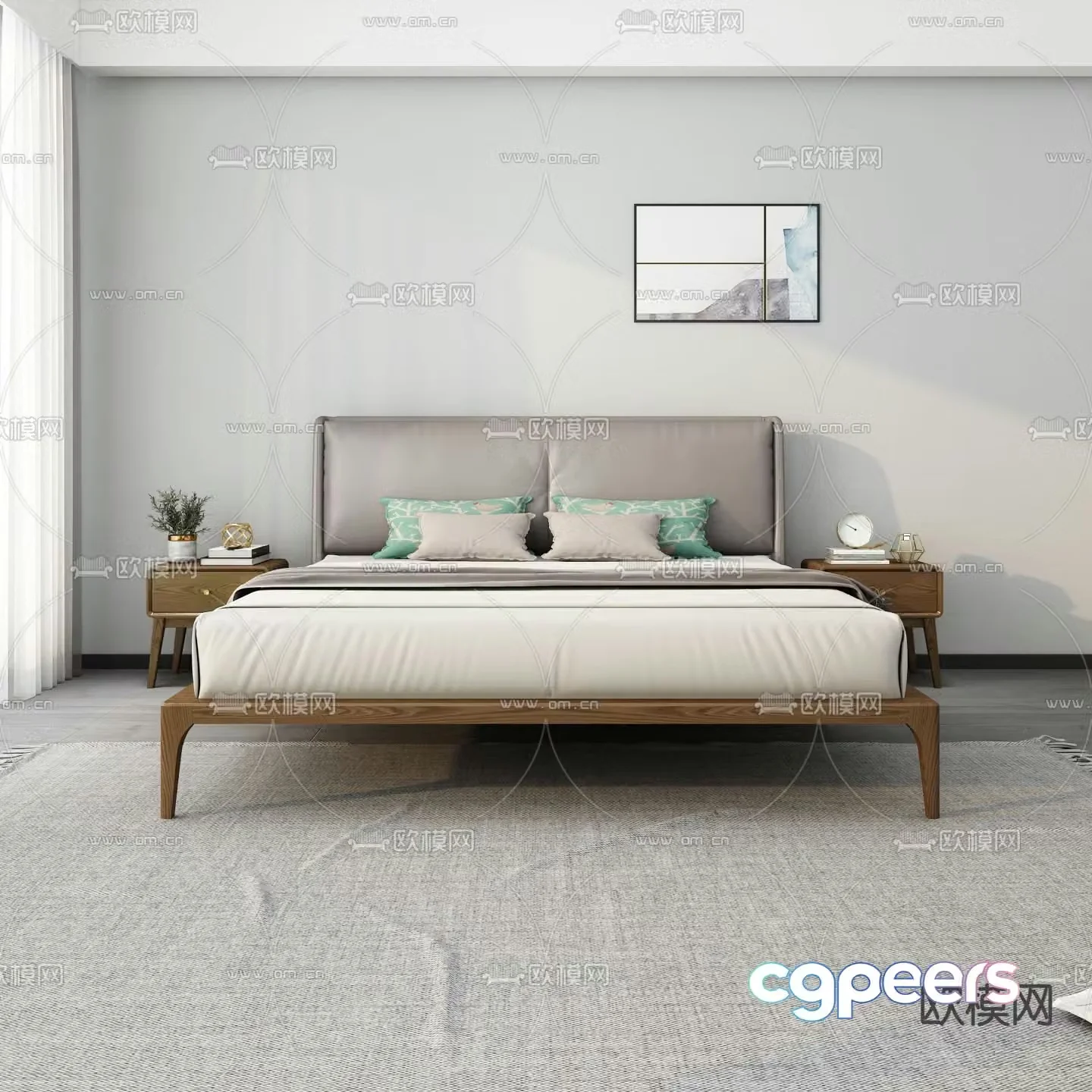 Modern double bed 3d model