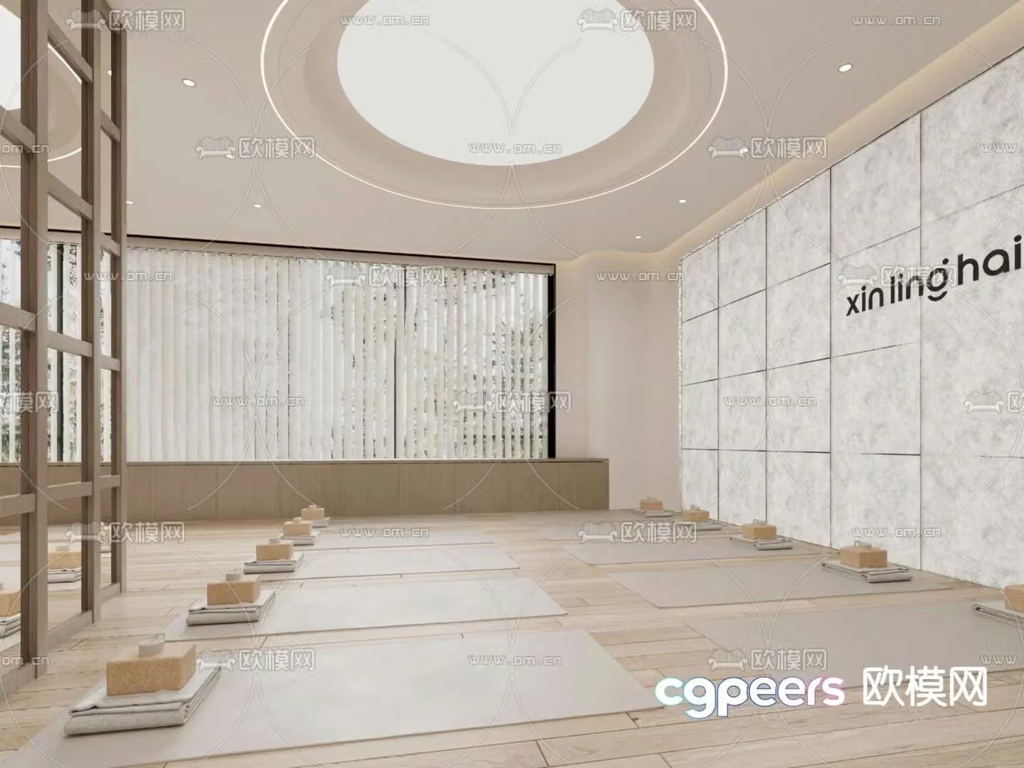 Modern yoga classroom 3d model
