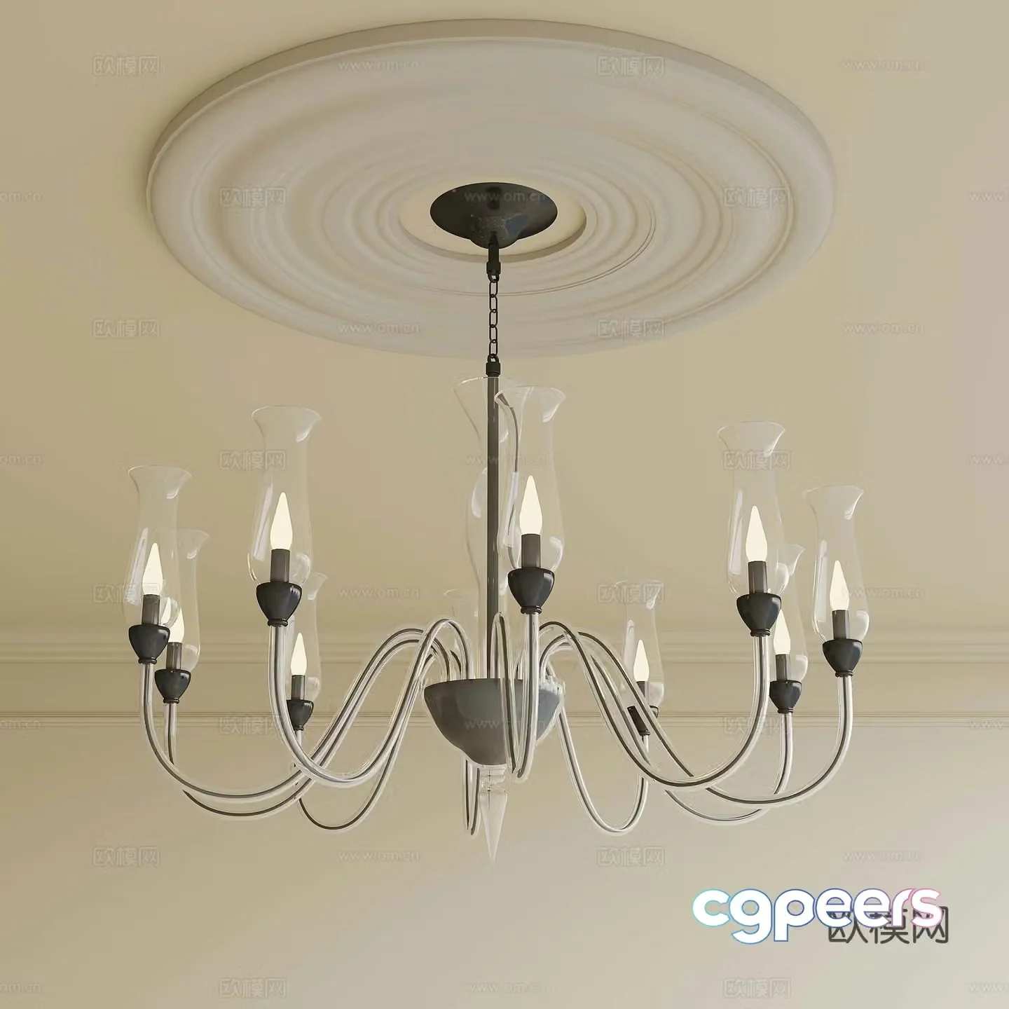 French retro style chandelier Iron chandelier Art chandelier 3d model