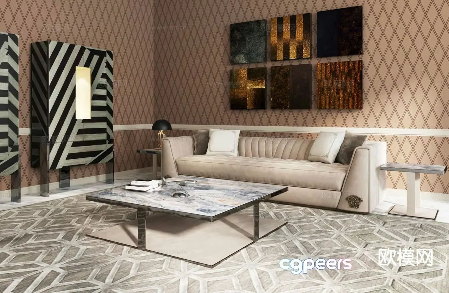 Versace Italian sectional sofa 3d model