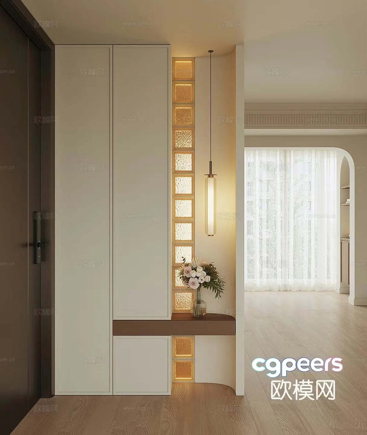 Modern home entrance shoe cabinet 3D model