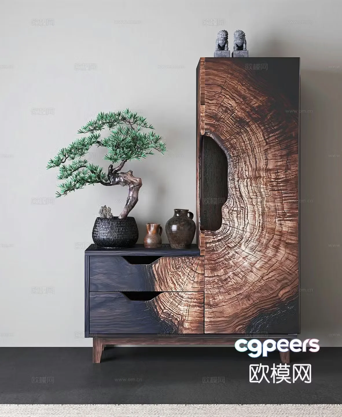 New Chinese style entrance cabinet 3D model