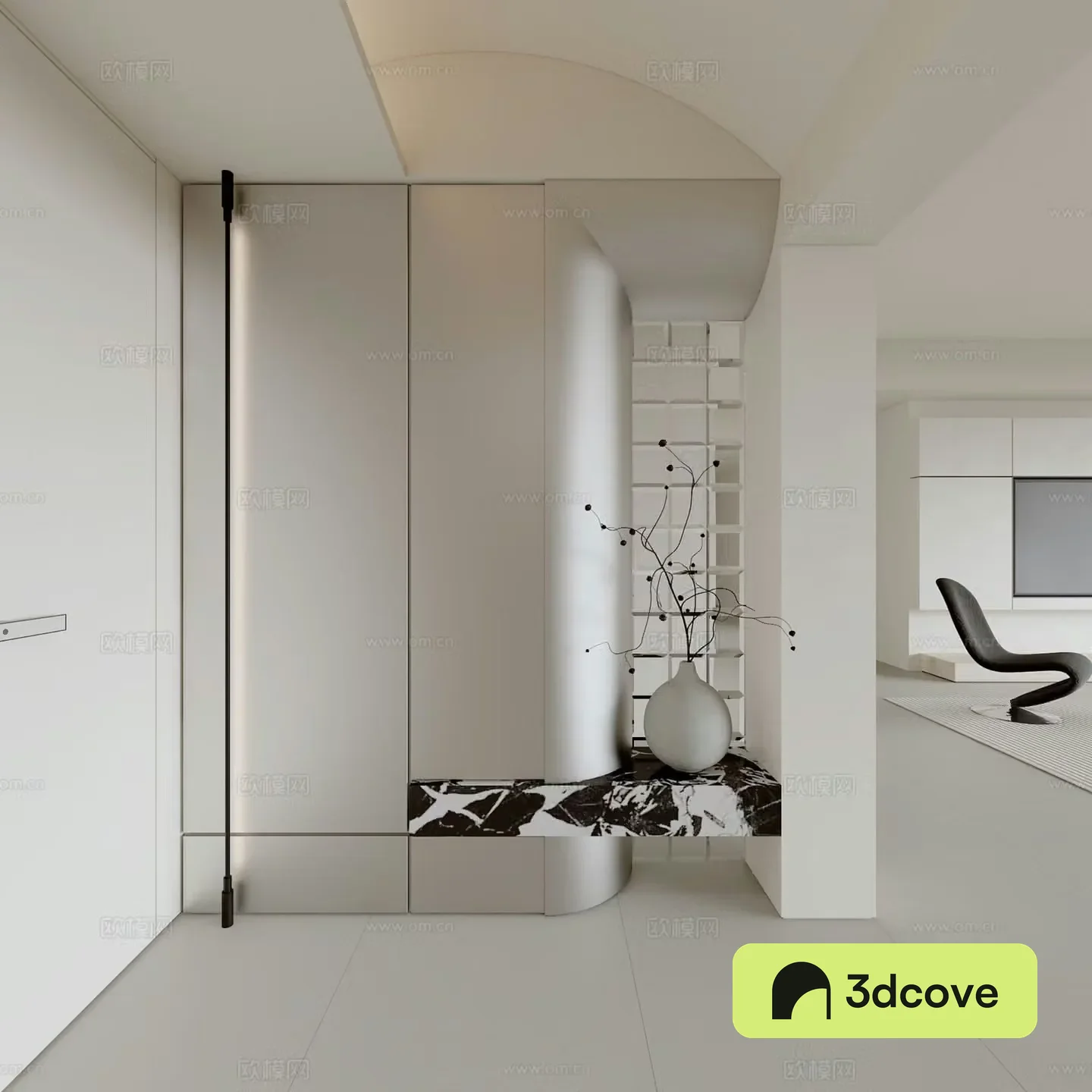 Modern entry hall aisle