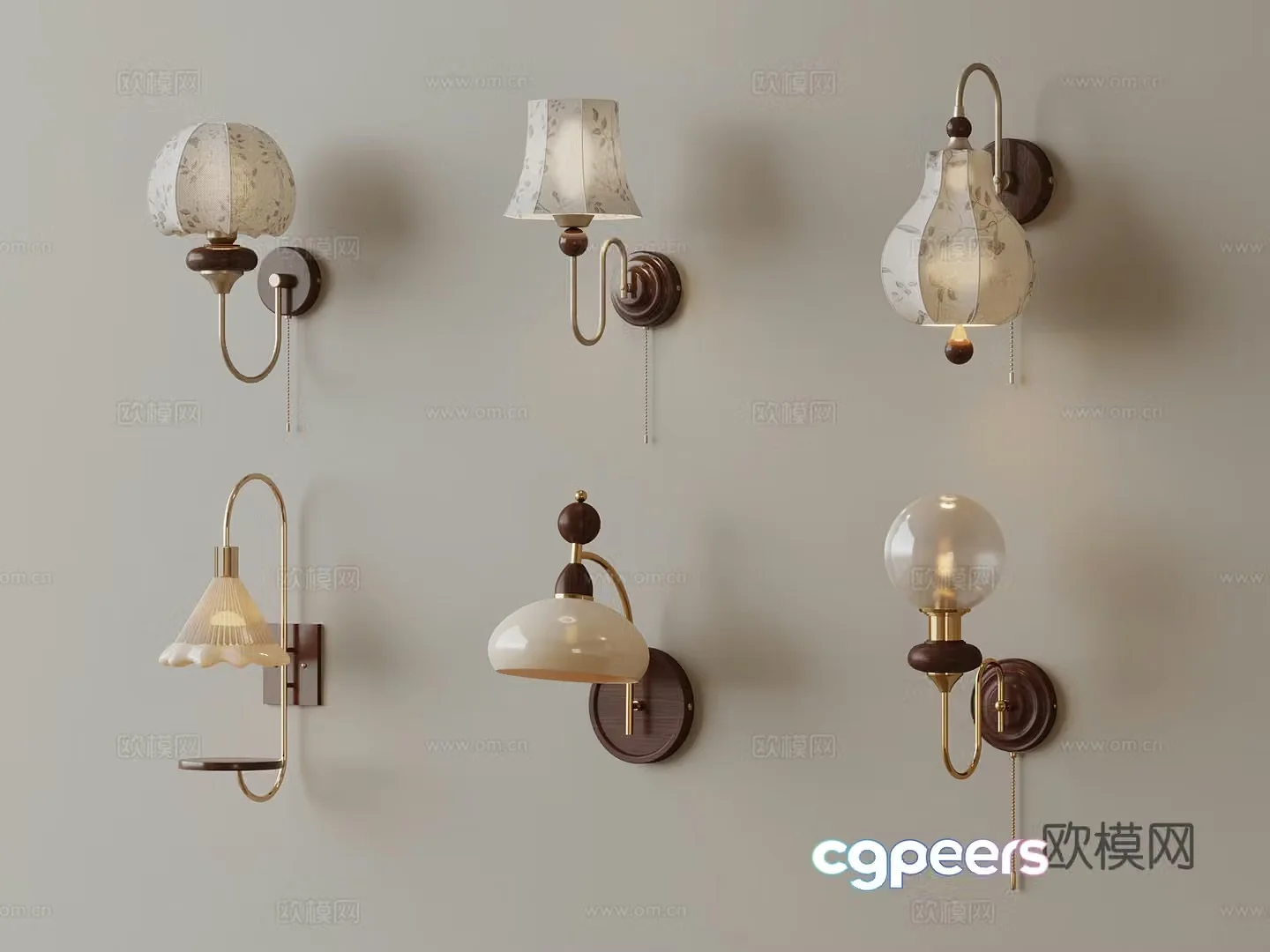 French Cream Wind Wall Light 3D Model