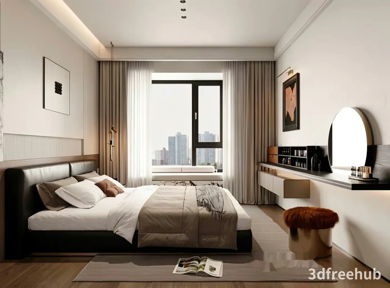 Cozy Modern Bedroom 3D Model – 22870 – VRAY Render