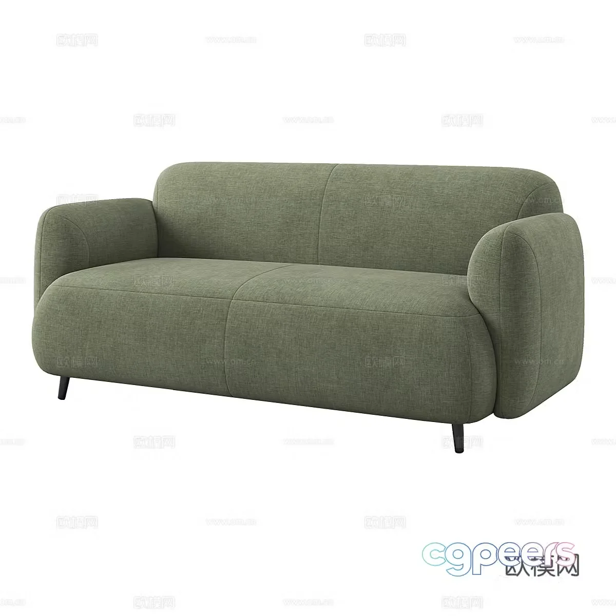 Modern simple double sofa double sofa simple double sofa living room sofa green sofa 3D model