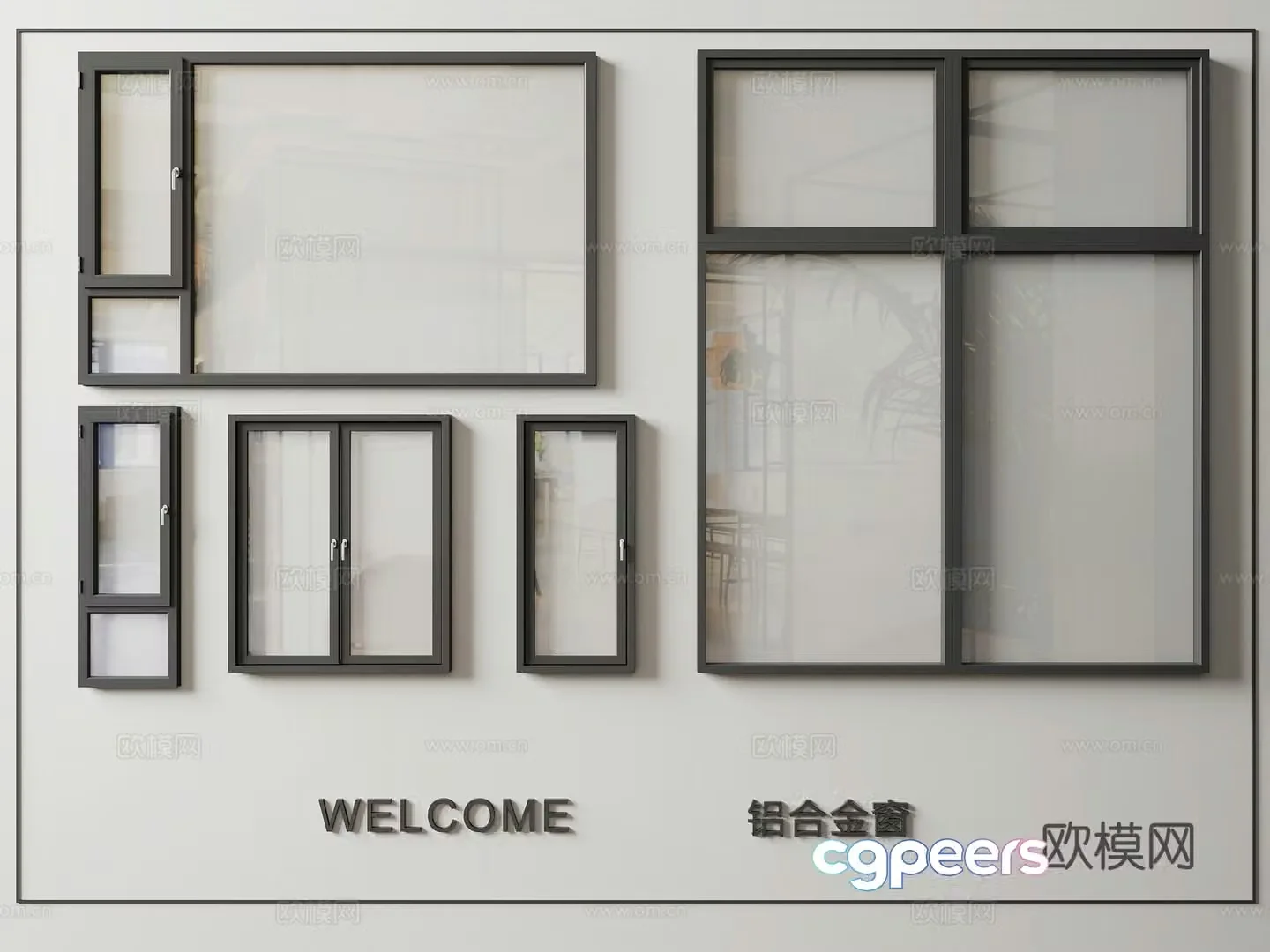 Modern window aluminum alloy window frame 3d model