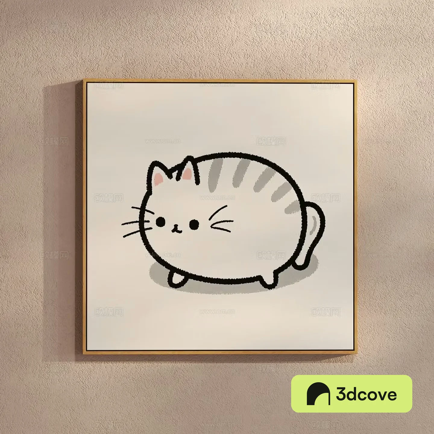 Creamy style simple cat painting children’s hanging painting