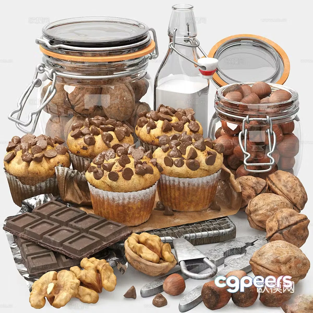 Chocolate muffin nut 3d model