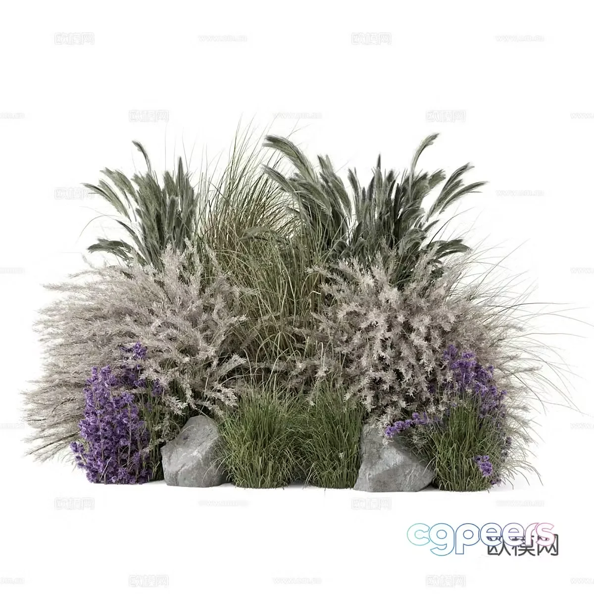 New Chinese style bushes courtyard flowers and plants 3D model