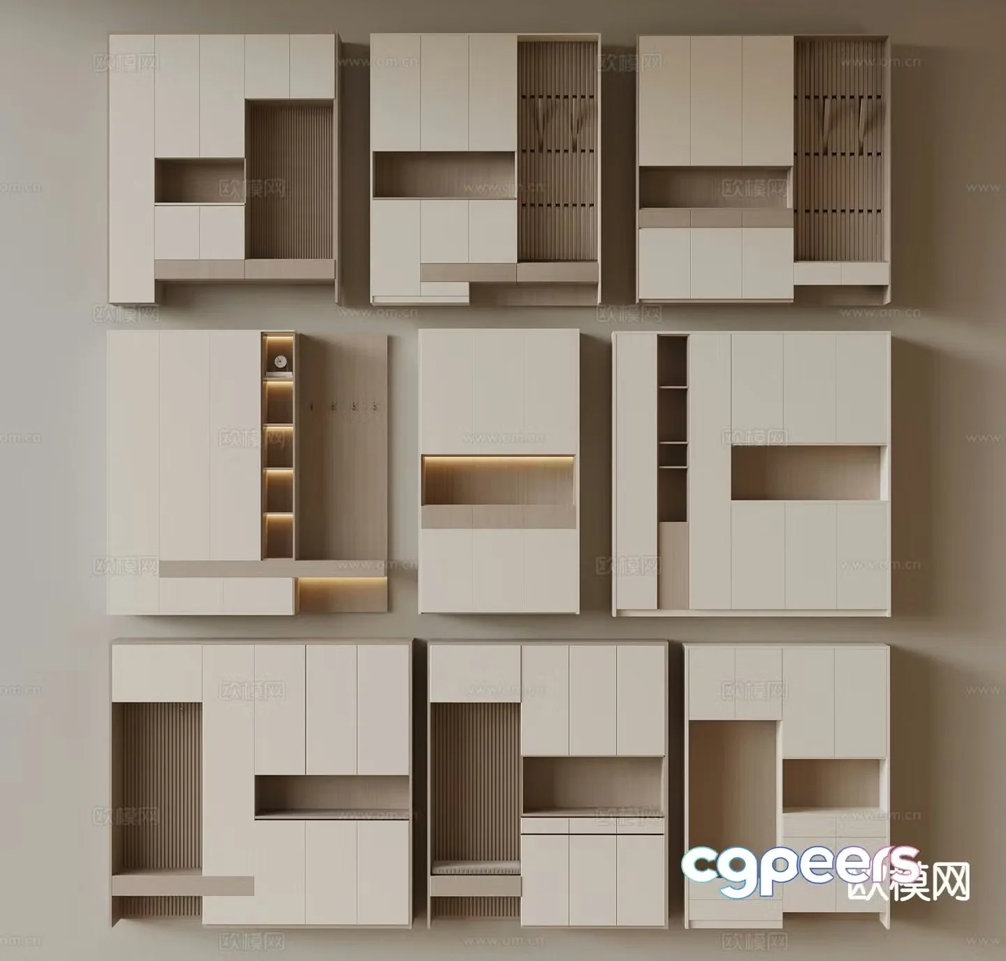 Modern home shoe cabinet 3D model