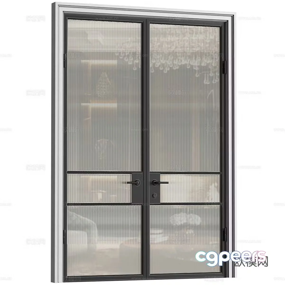 Modern double-open glass door 3D model