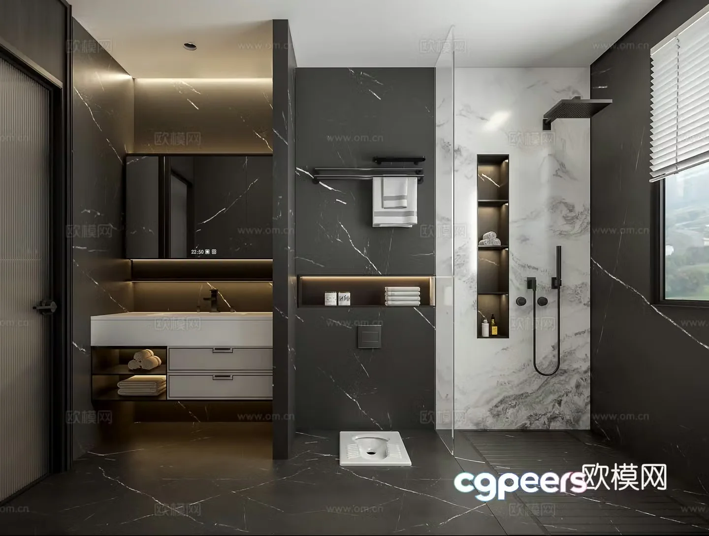 Advanced gray bathroom 3d model