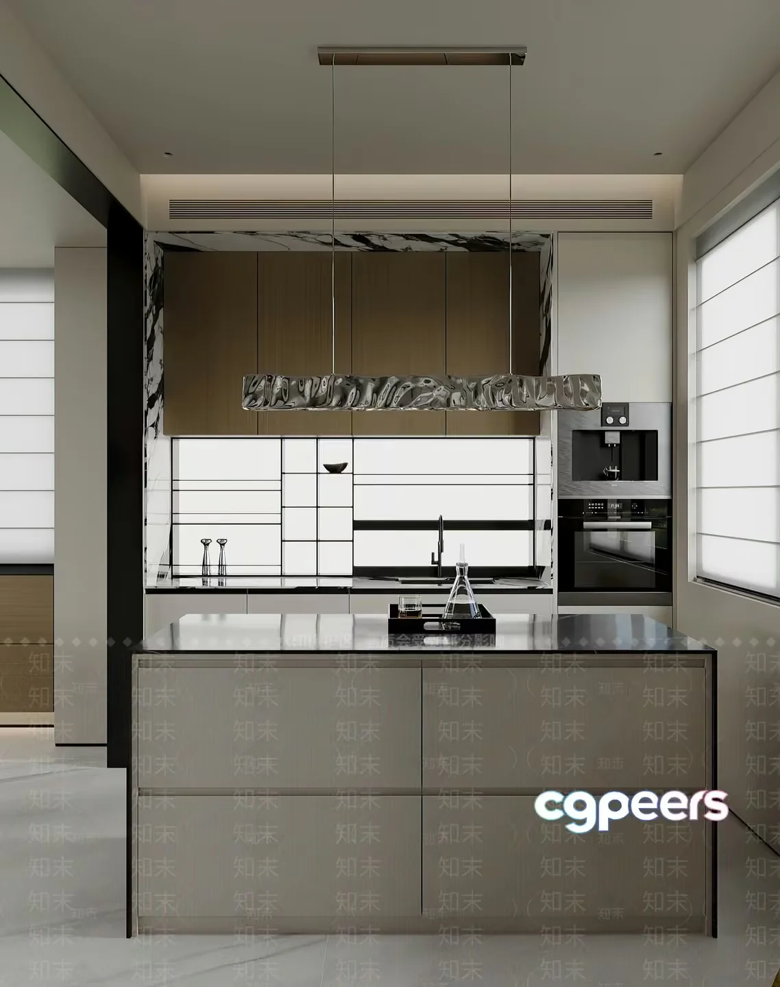 Modern Kitchen With Marble Countertops 3D Model – 15763 – VRAY Render