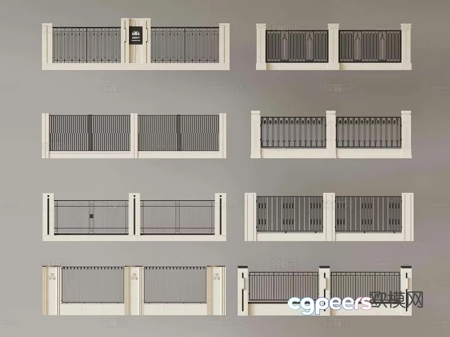 European-style fence fence guardrail courtyard wall 3d model