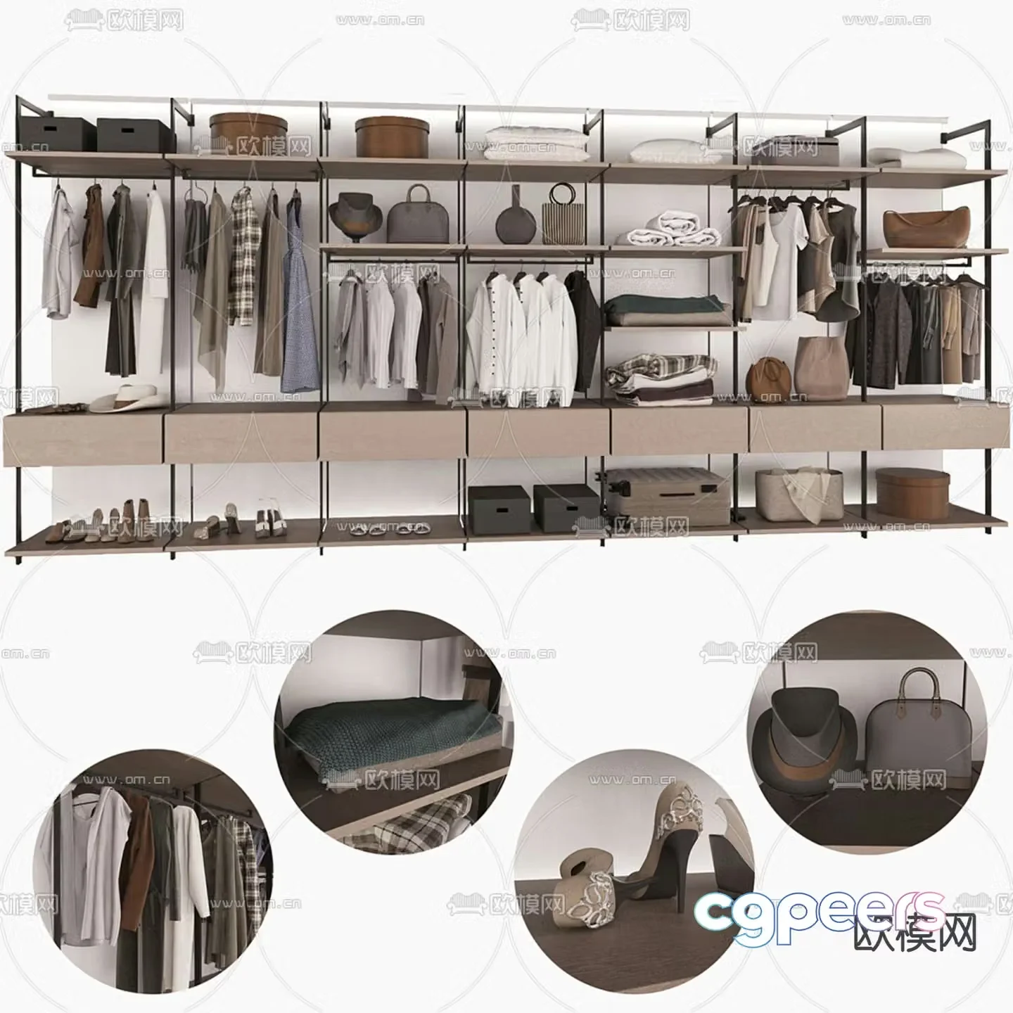 doorless wardrobe wardrobe open wardrobe 3d model