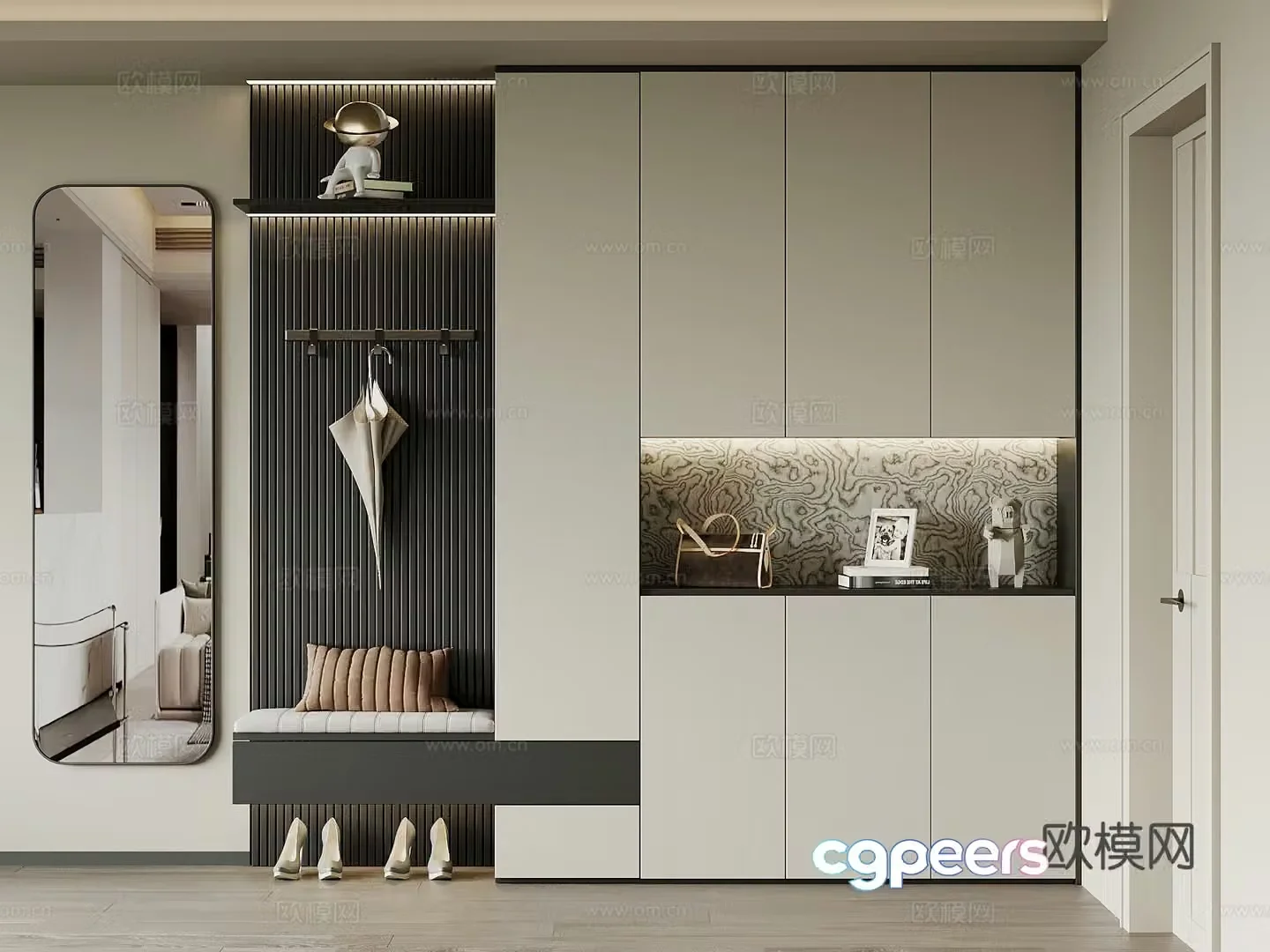 Modern Italian style entrance shoe cabinet entrance shoe cabinet 3D model