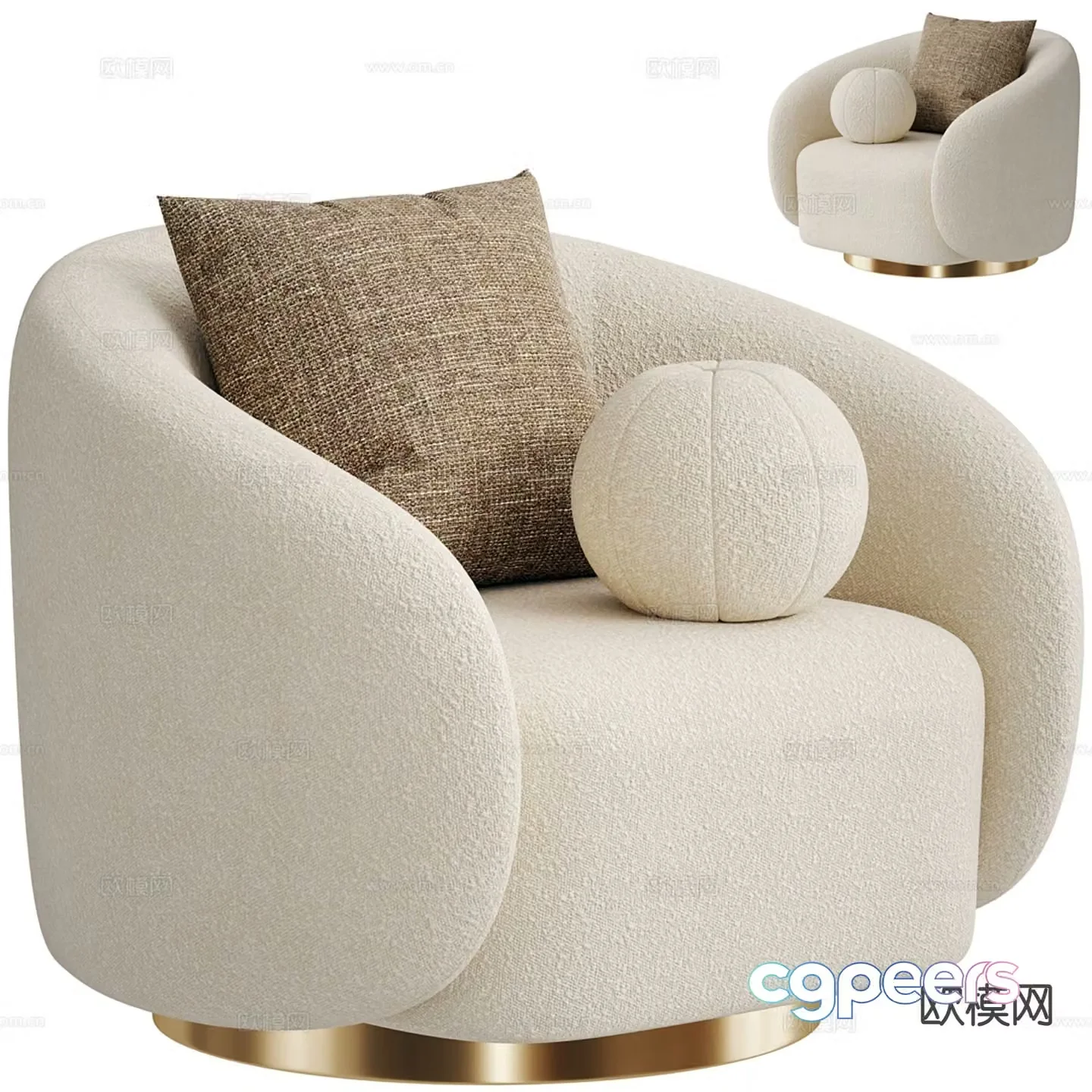 Cream style sofa chair single sofa 3d model