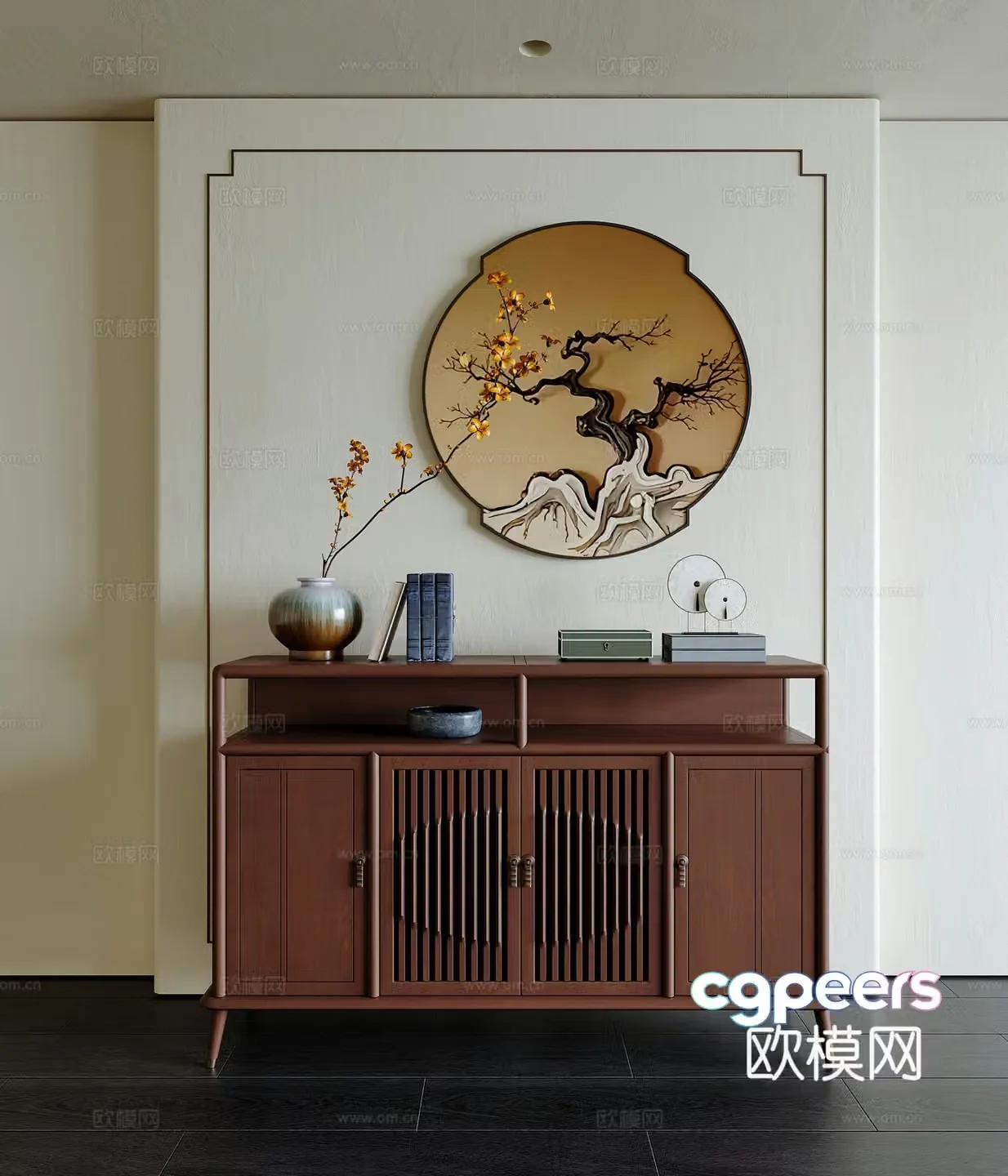 New Chinese style entrance cabinet 3D model