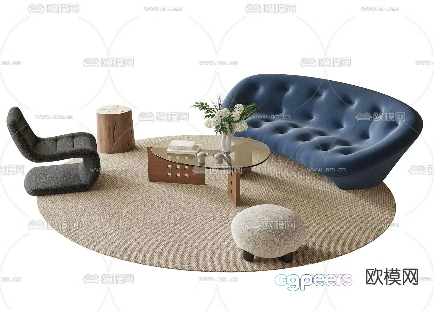 French sofa modular sofa 3d model