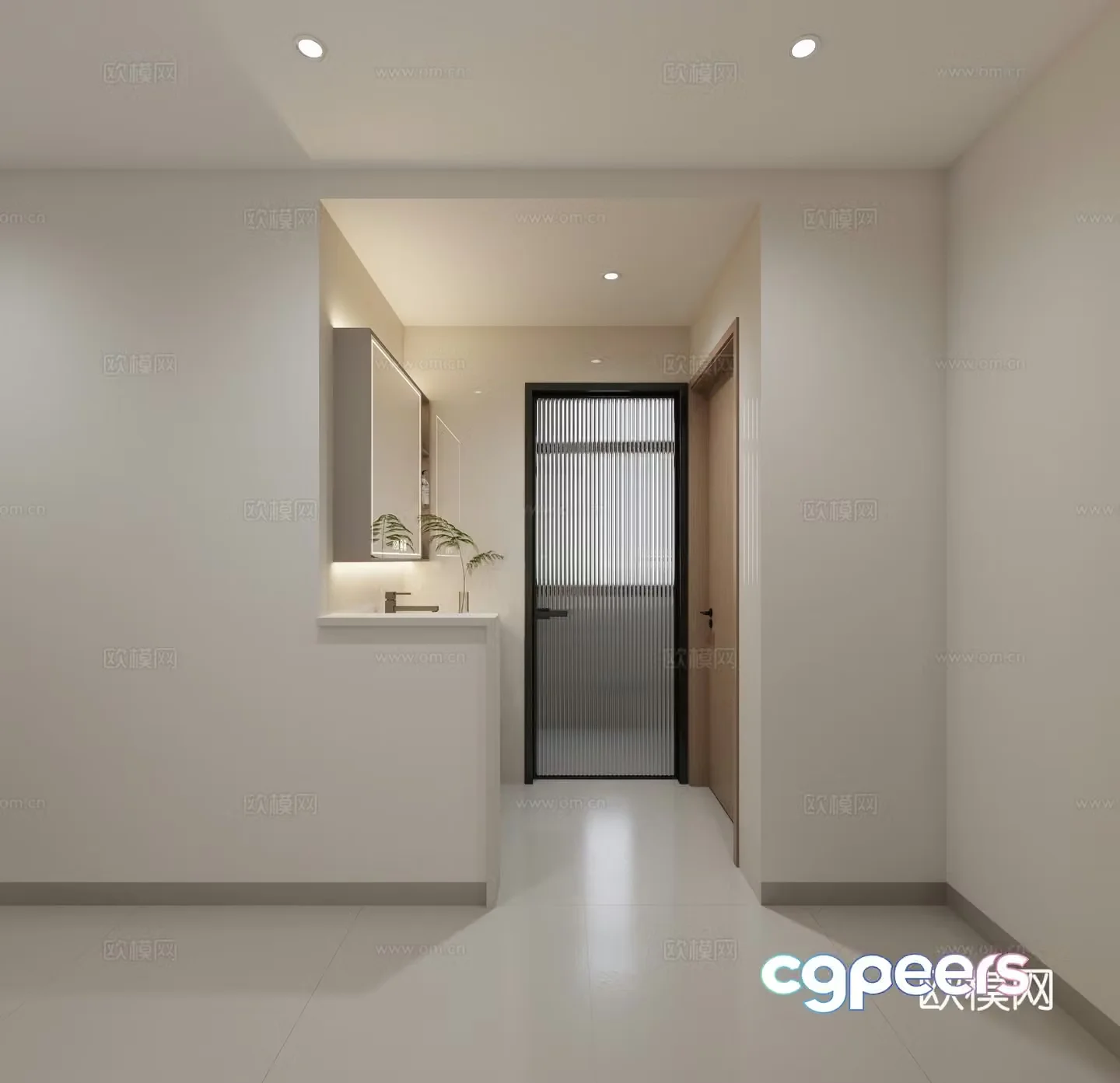 Half wall bathroom washing area 3D model