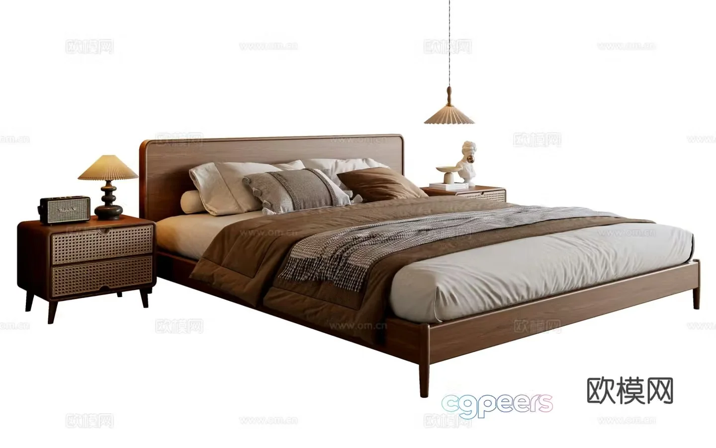 Middle-aged double bed 3D model