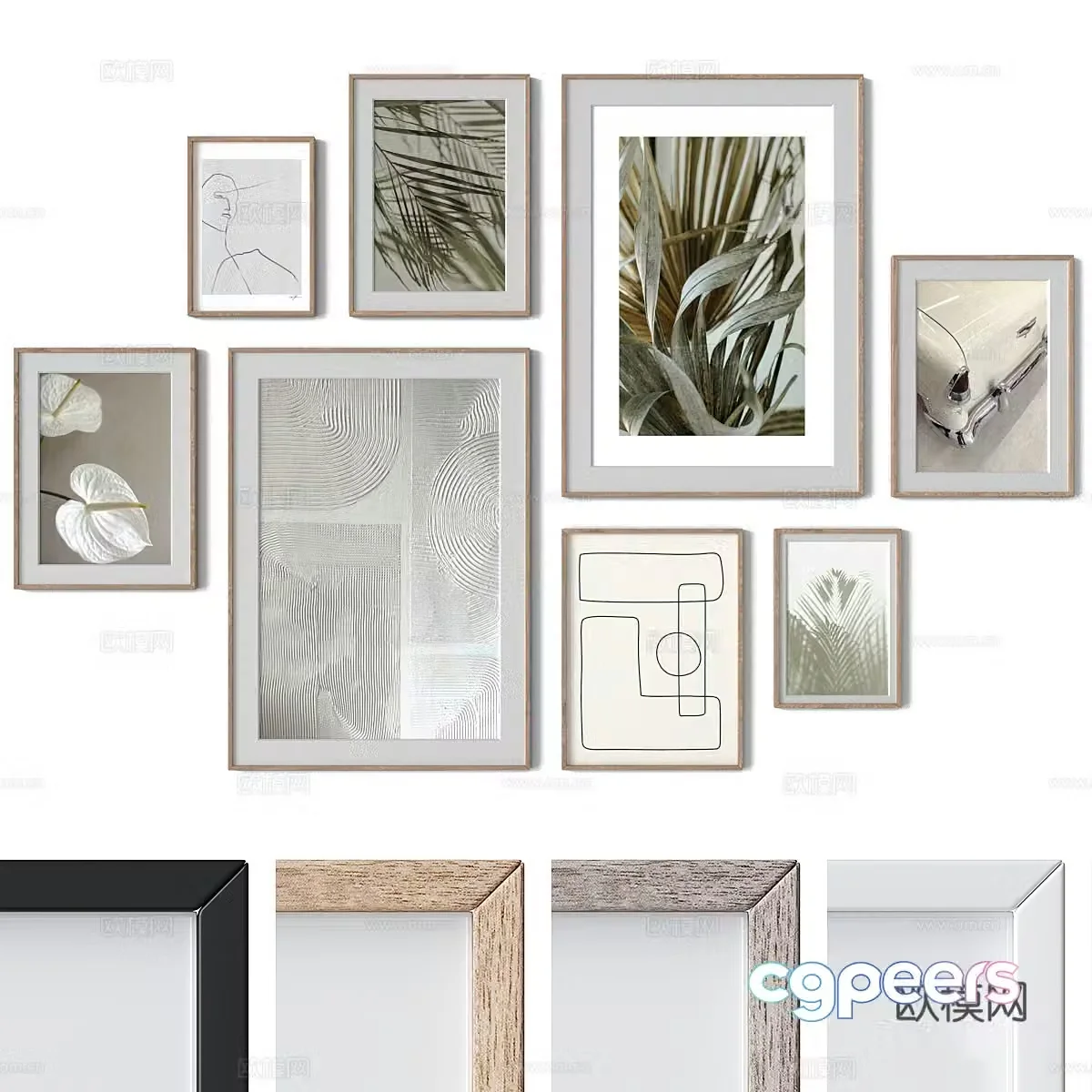 Modern Nordic hanging paintings photo wall 3d model