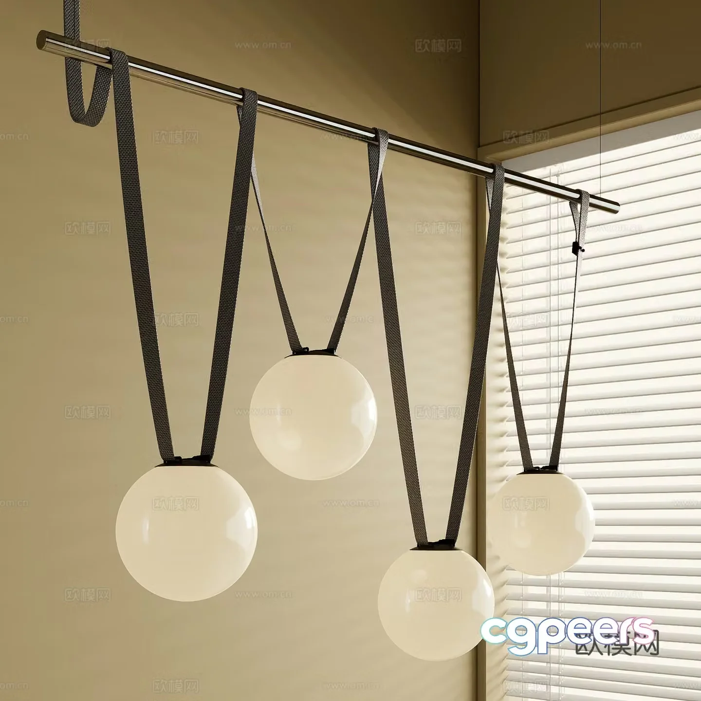 Modern belt chandelier 3d model