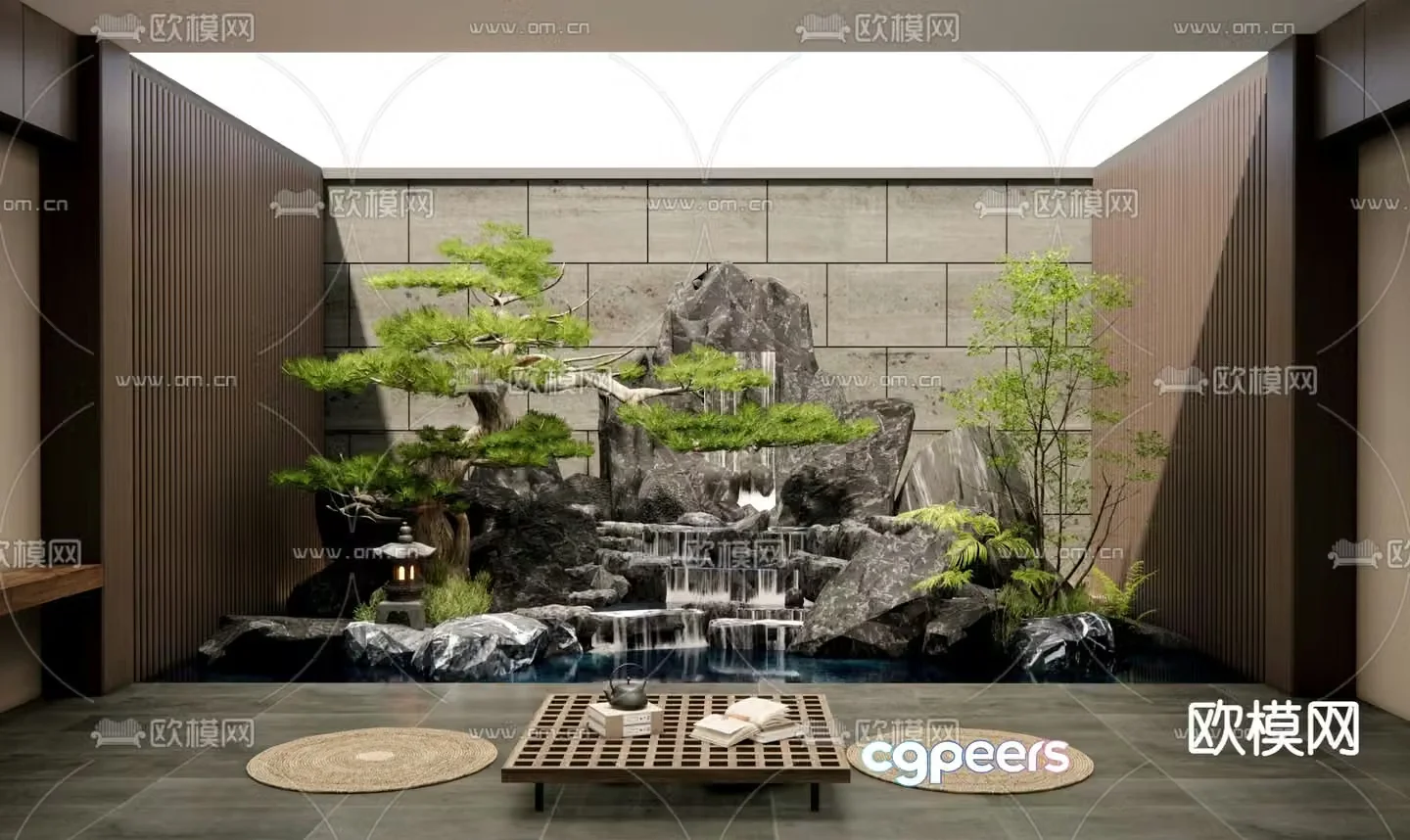 New Chinese style rockery waterscape 3D model