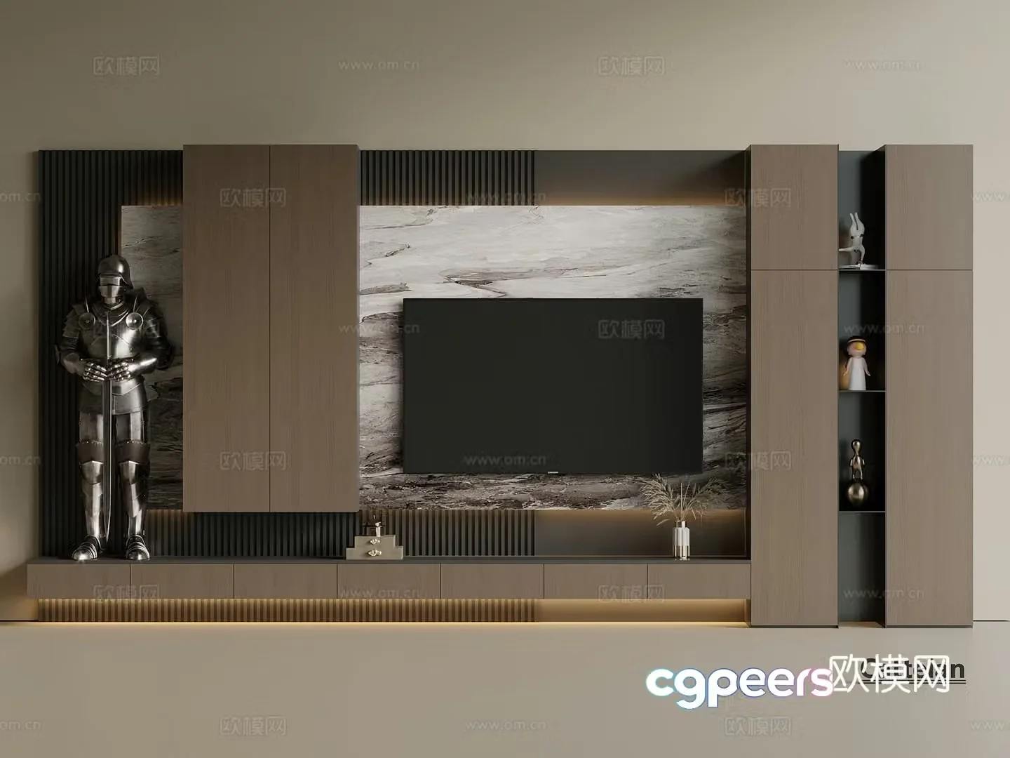 Light luxury Italian TV cabinet full-wall TV cabinet TV cabinet combination hanging TV cabinet 3D model
