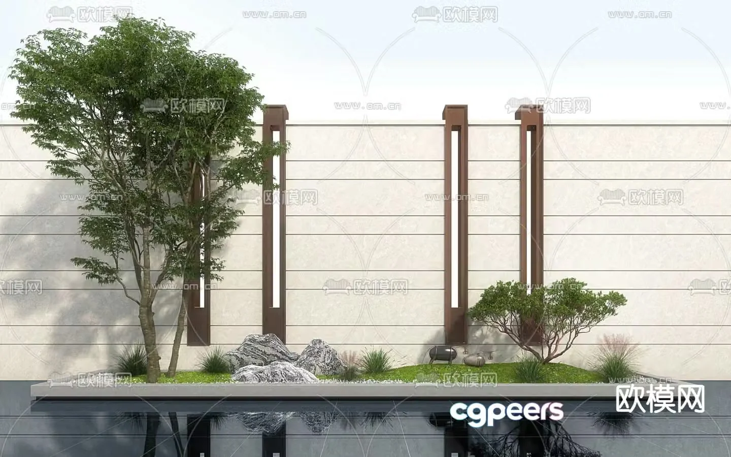 New Chinese style courtyard landscape landscape 3D model