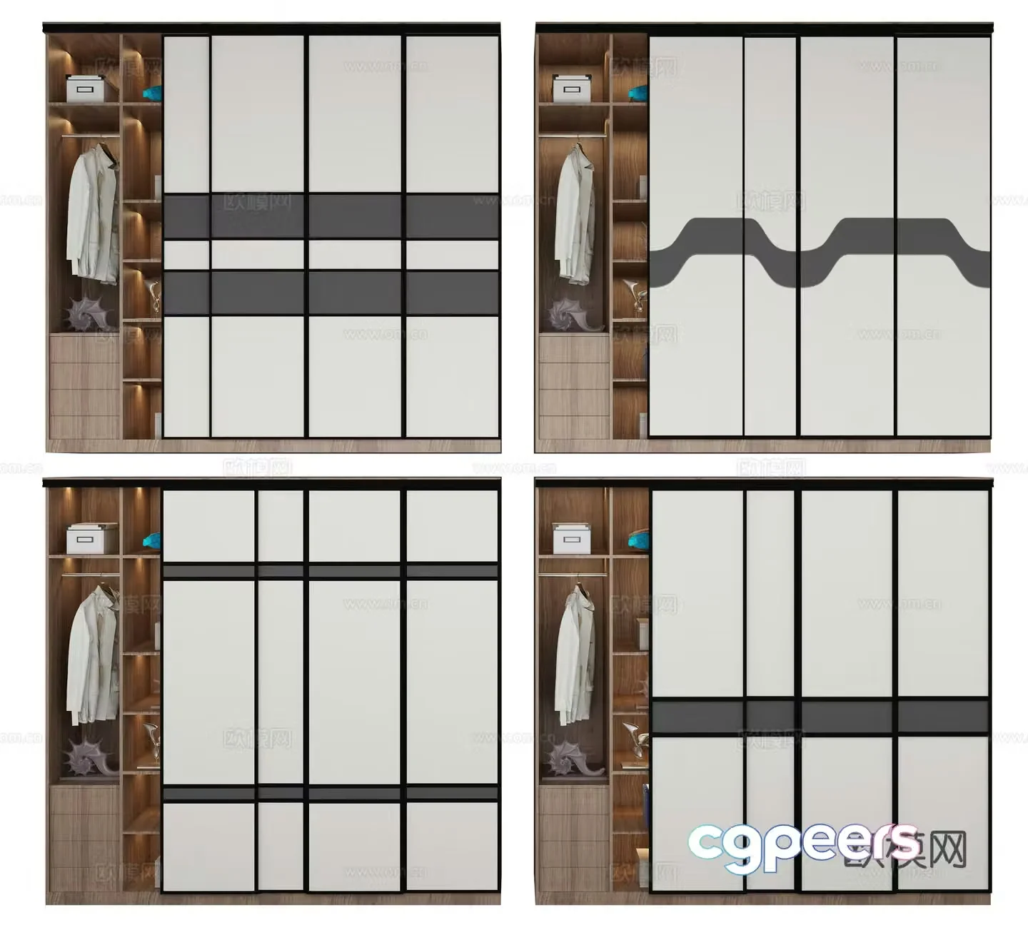 Modern wardrobe combination 3d model