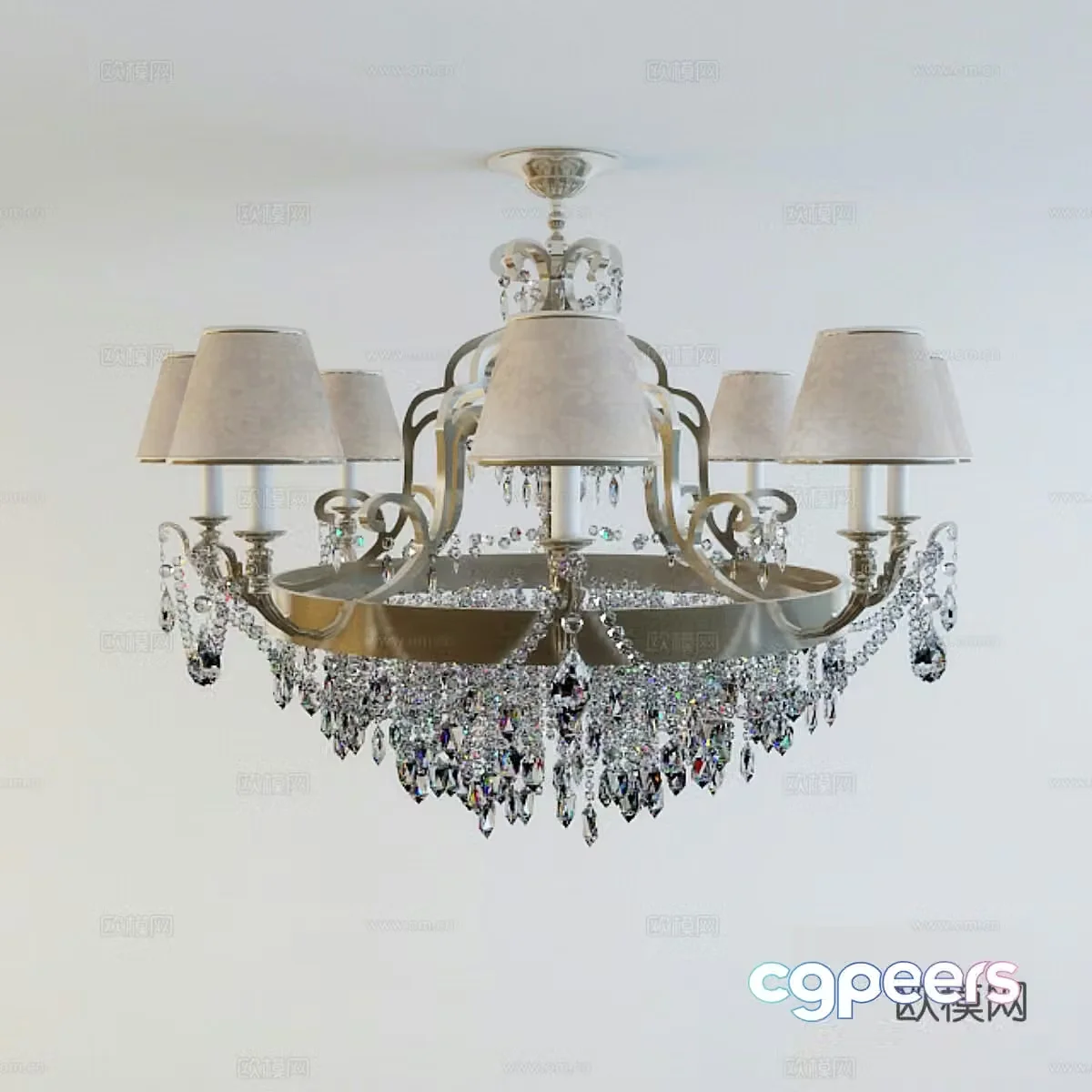 19th century European chandelier 3d model