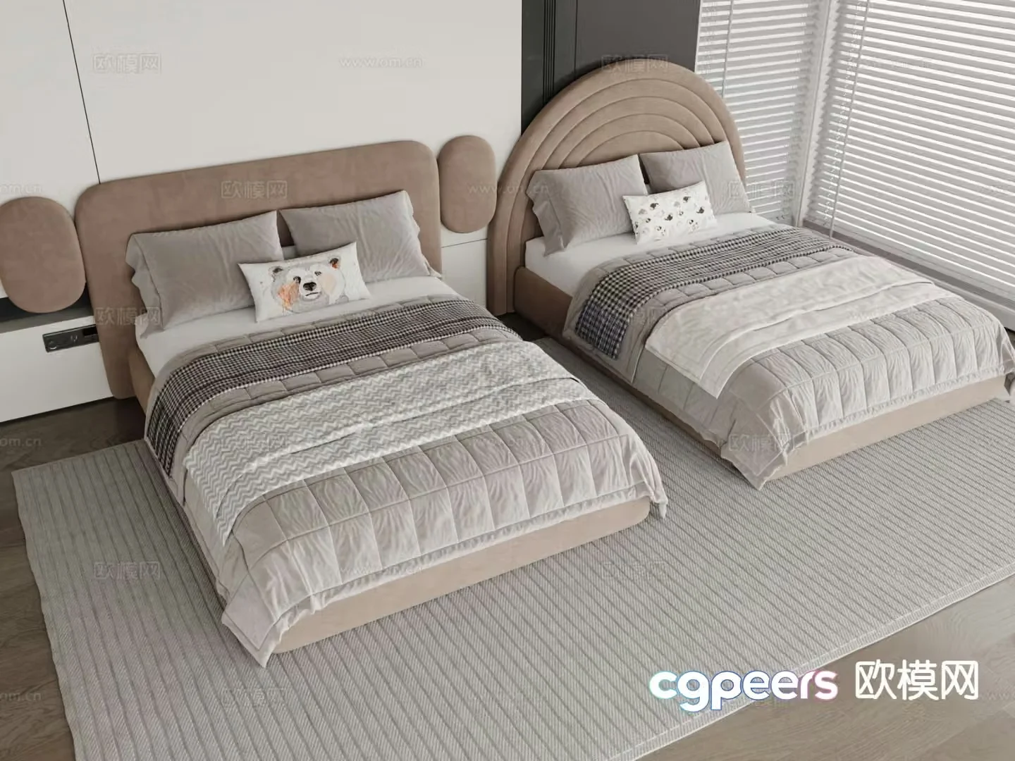 Modern double bed 3d model