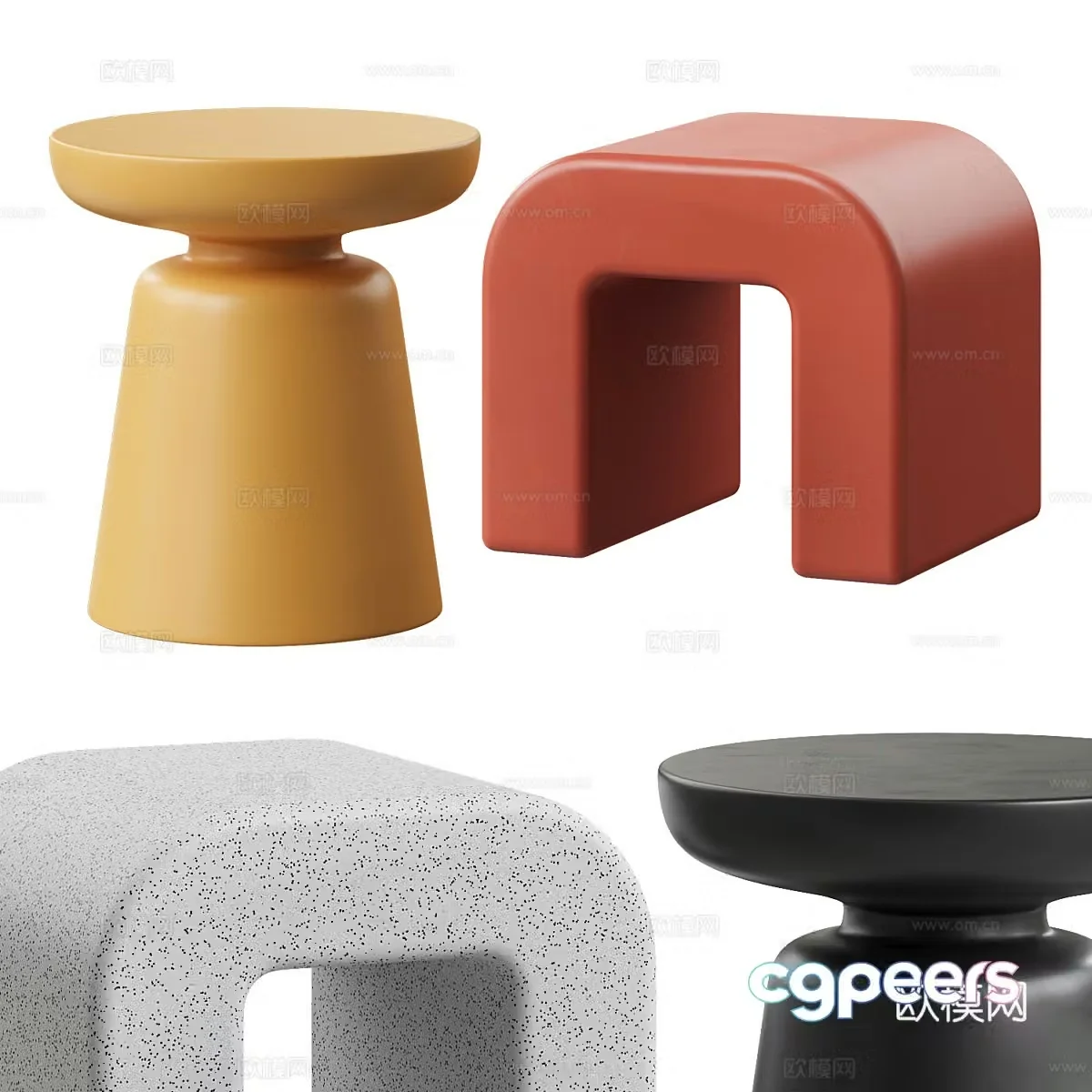 Modern corner table side table round table table table 3D model