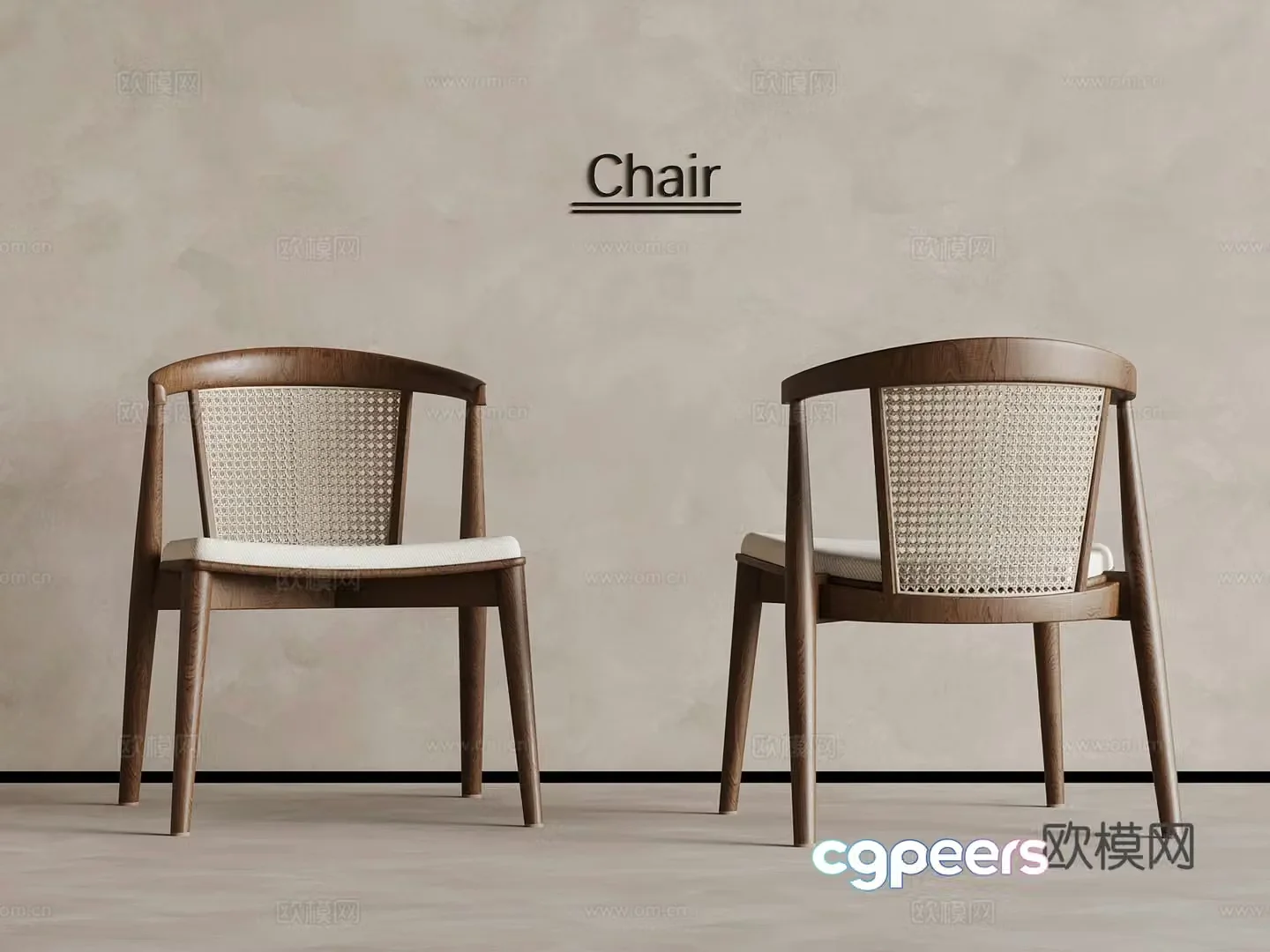 Medium style single chair casual chair rattan chair 3d model
