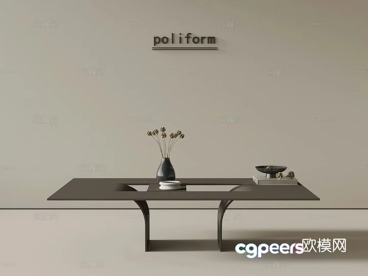 Modern simple coffee table Square coffee table 3D model