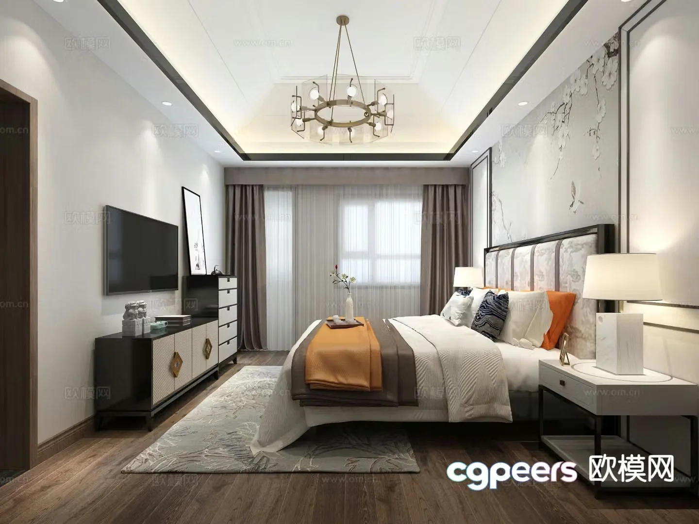 New Chinese style bedroom master bedroom 3d model