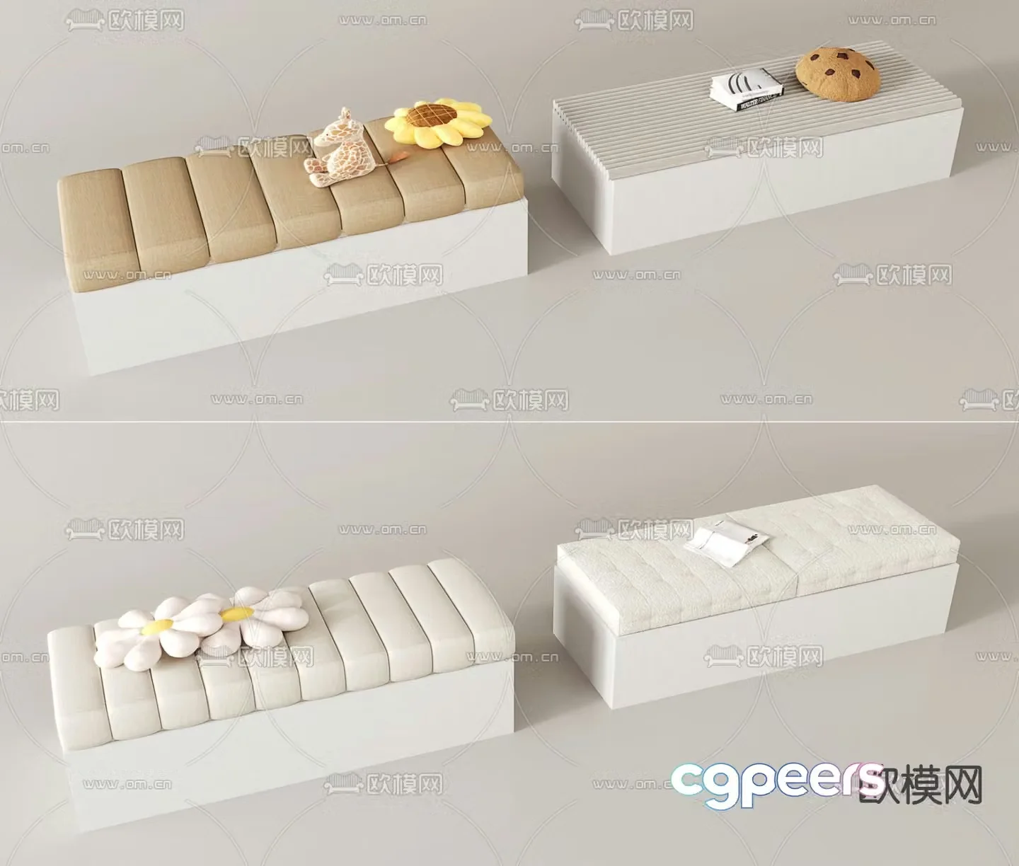 Cream style cushion bay window cushion seat cushion sofa cushion 3D model