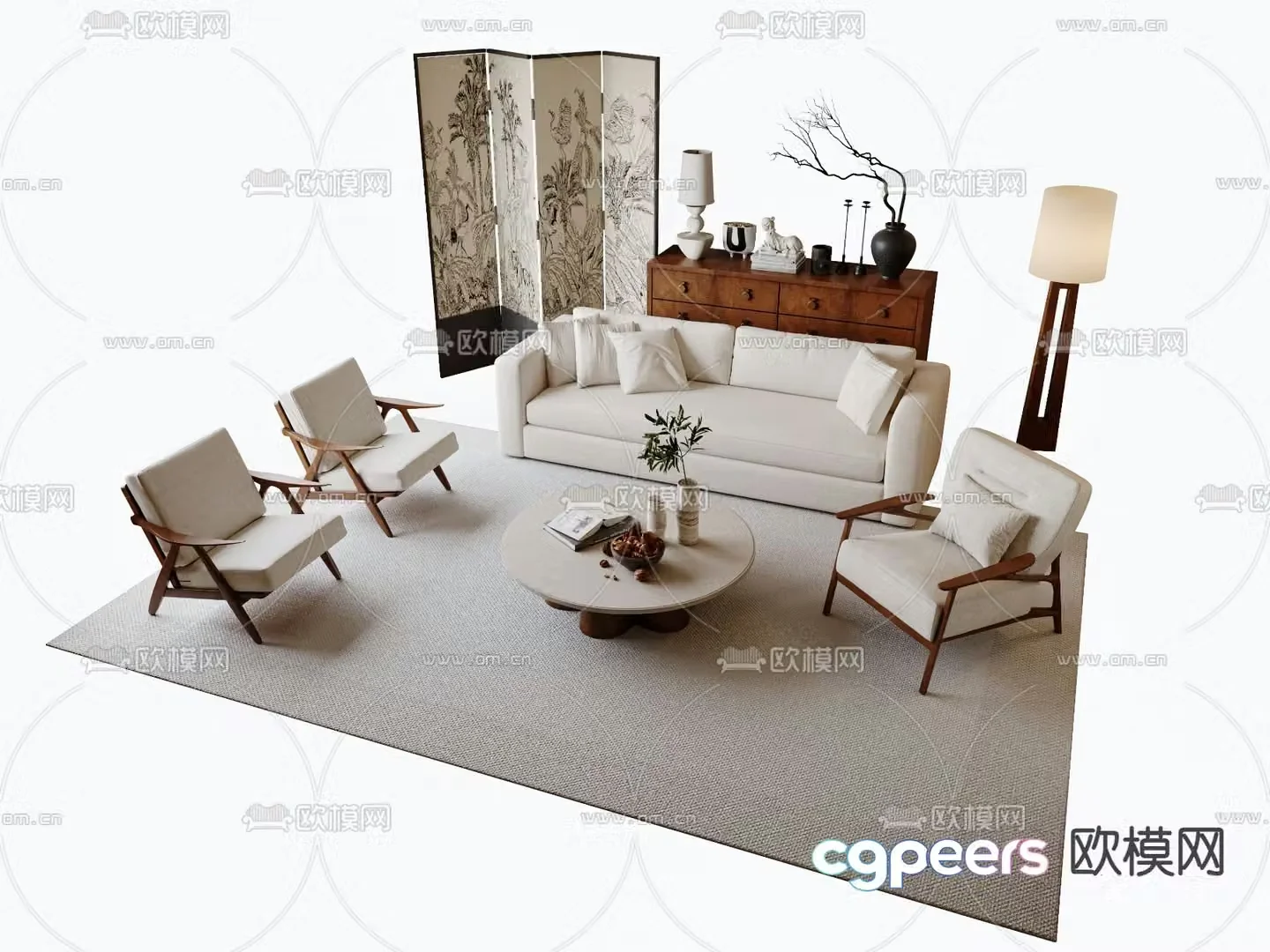 Medieval style modular sofa 3D model