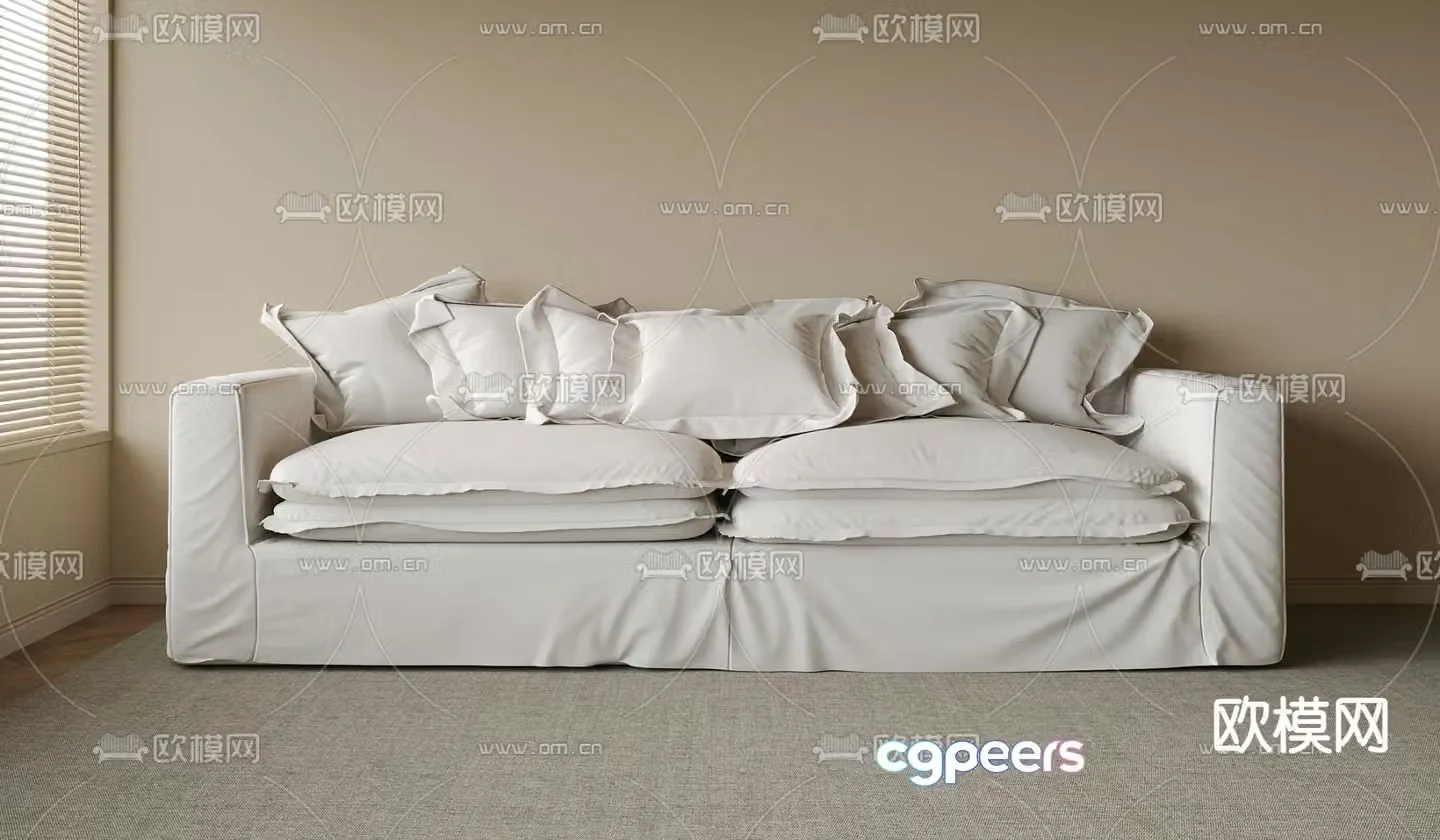 Cream style sofa double sofa 3d model