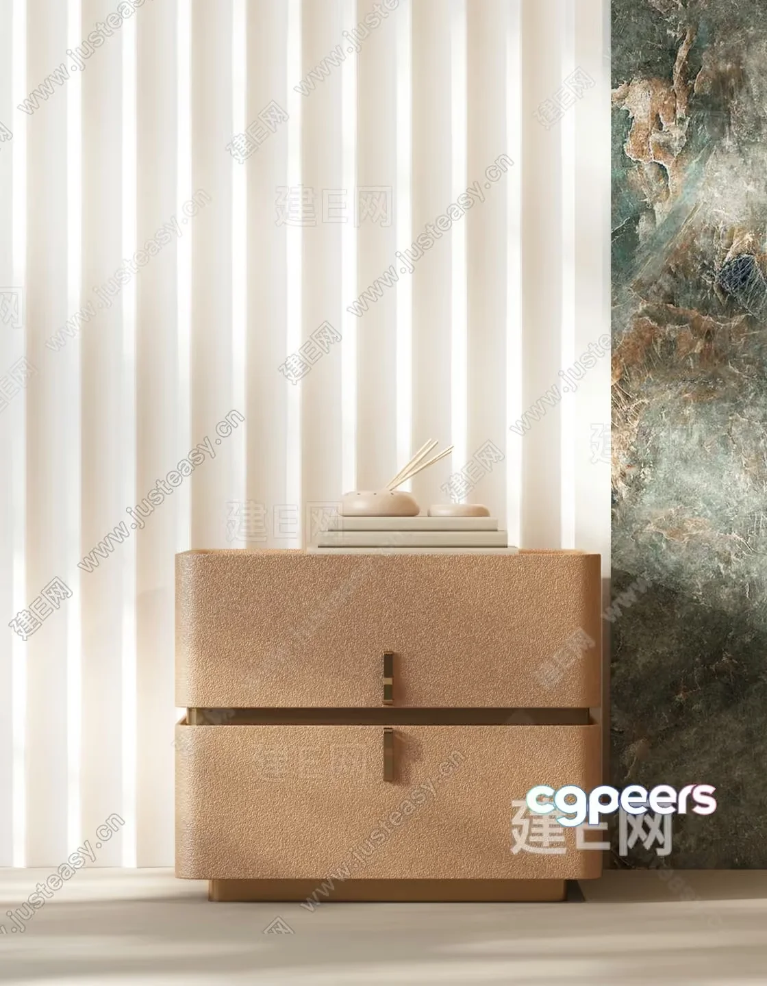 Modern Light Brown Cabinet 3D Model – 17668 – VRAY Render