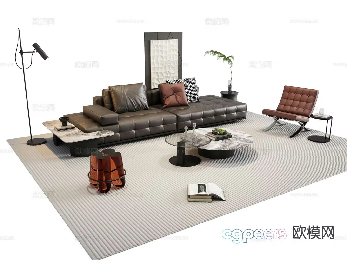 Italian sectional sofa 3d model