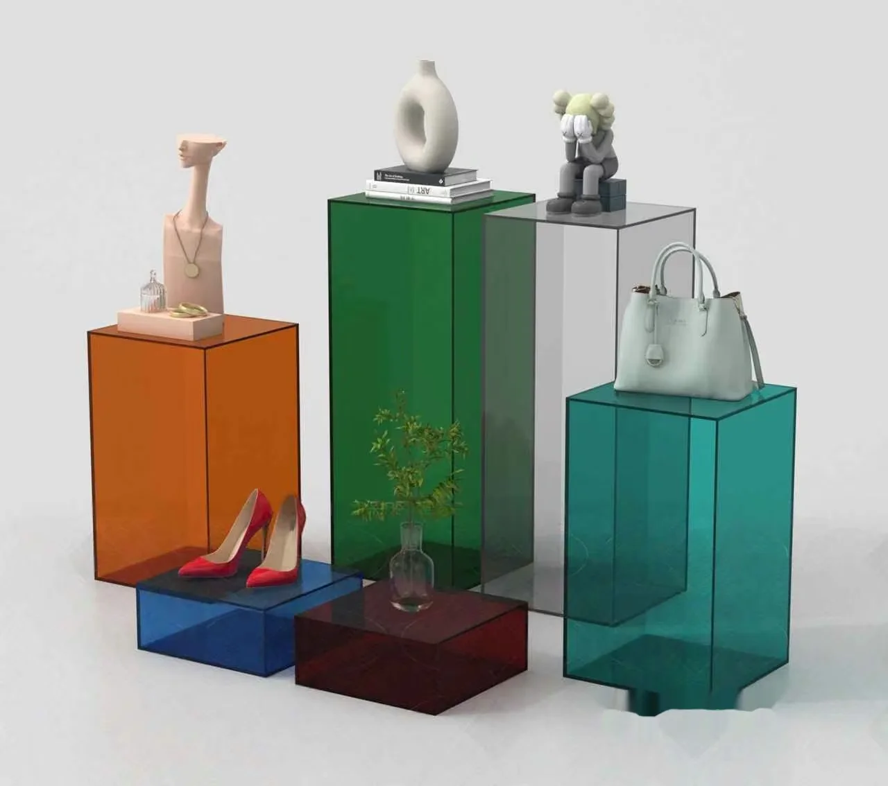 Modern Glass Display Stands 3D Model – 14728 – VRAY Render