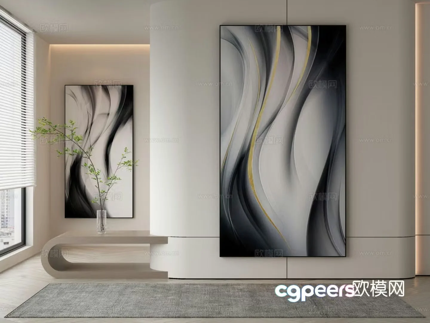 Modern texture painting decorative painting 3d model